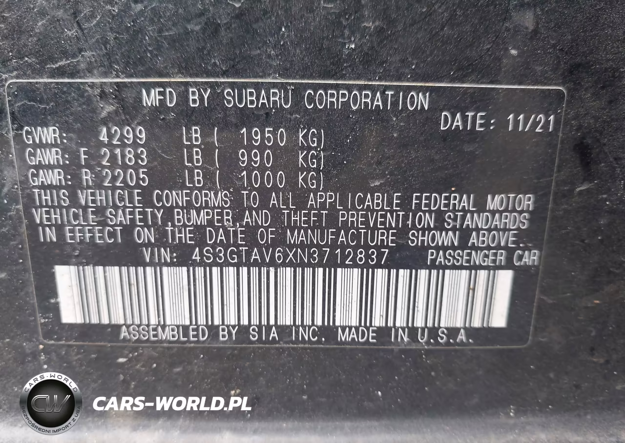2022 Subaru Impreza Premium 5-Door VIN:4S3GTAV6XN3712837 - 9