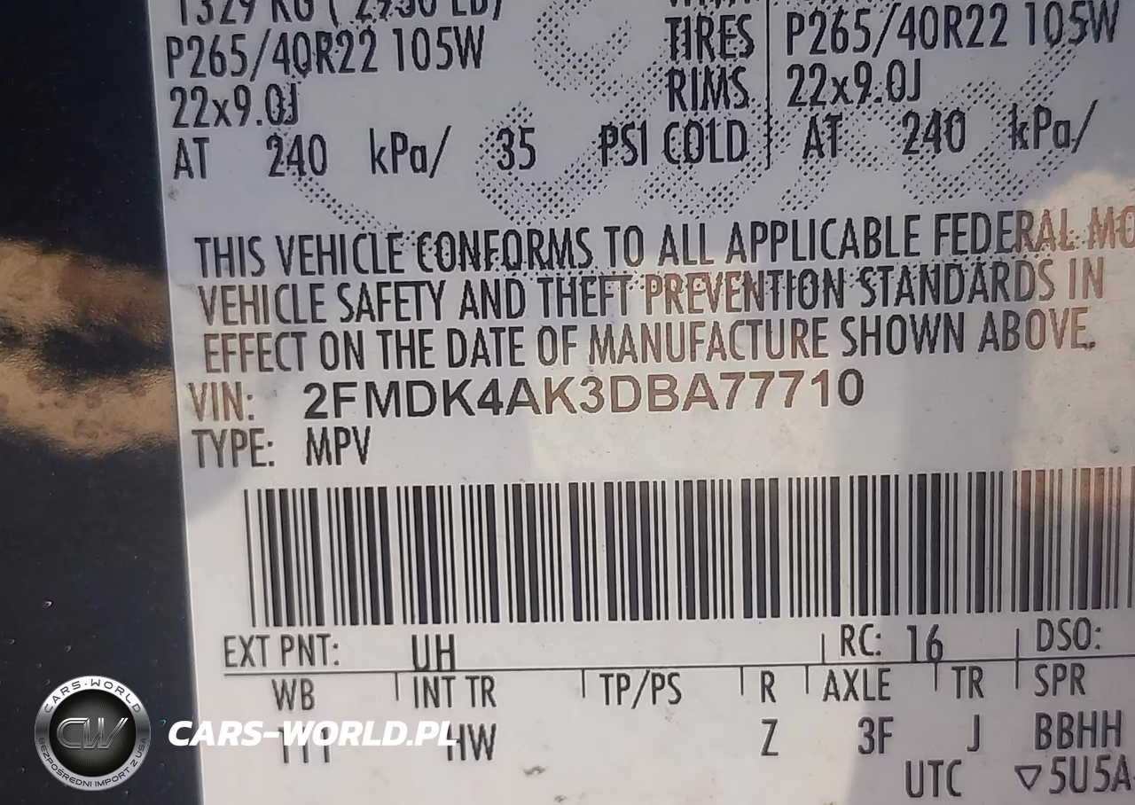 2013 Ford Edge Sport VIN:2FMDK4AK3DBA77710 - 9
