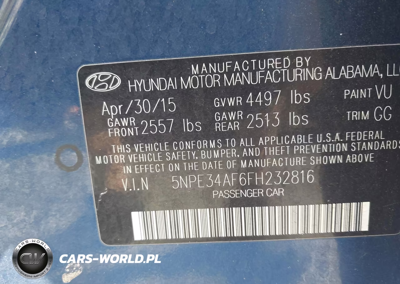 2015 Hyundai Sonata Sport VIN:5NPE34AF6FH232816 - 9