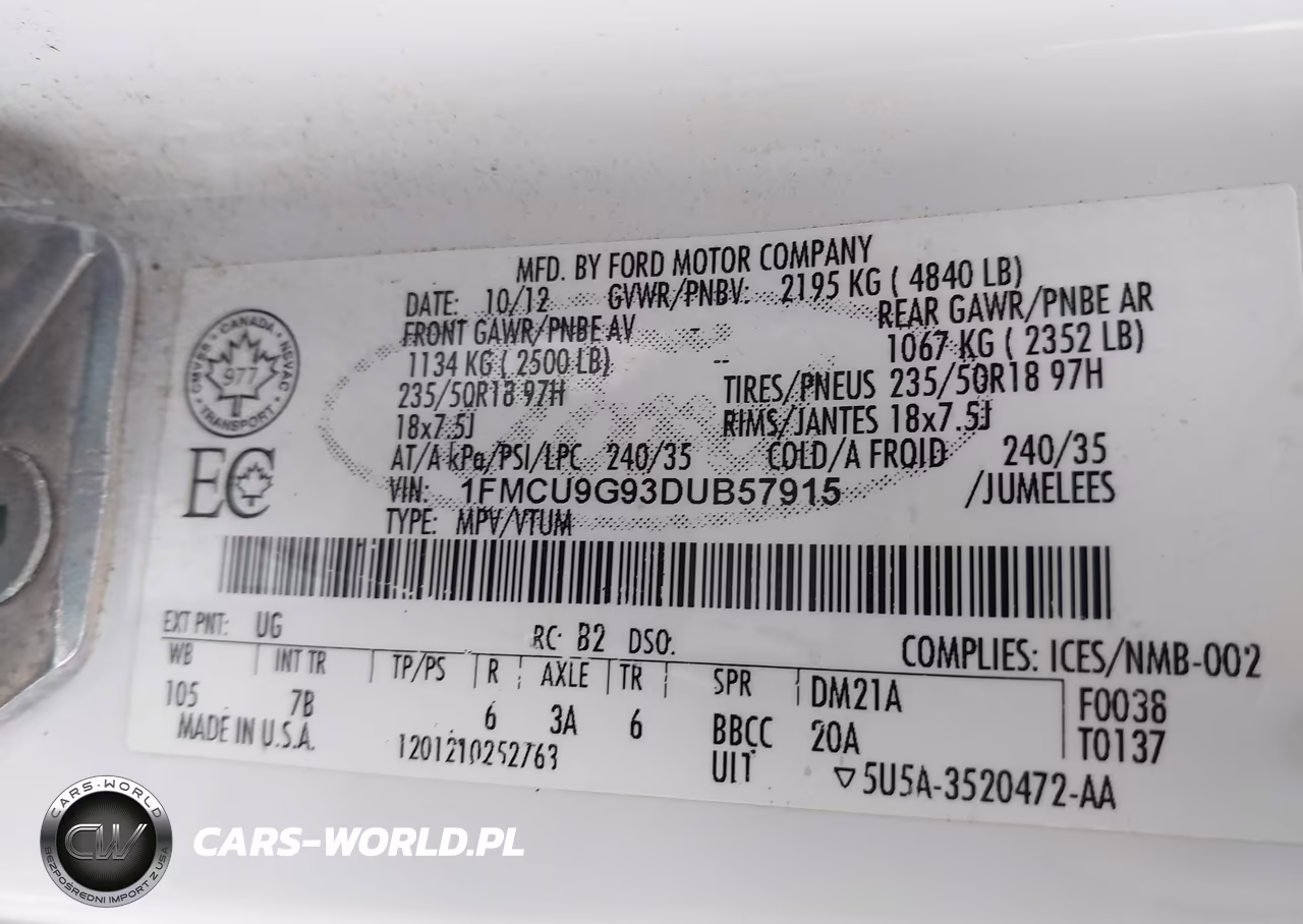 2013 Ford Escape Se VIN:1FMCU9G93DUB57915 - 9