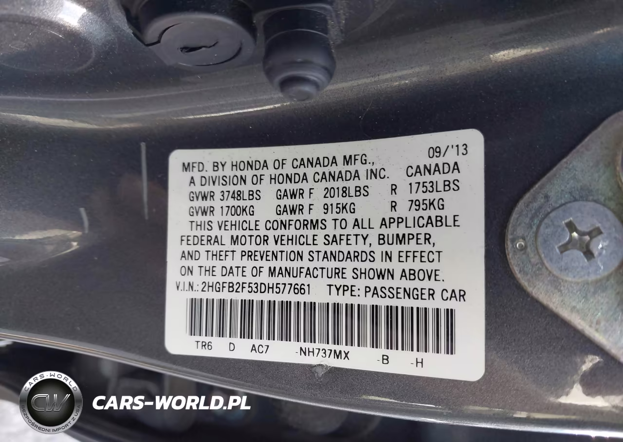 2013 Honda Civic Lx VIN:2HGFB2F53DH577661 - 9