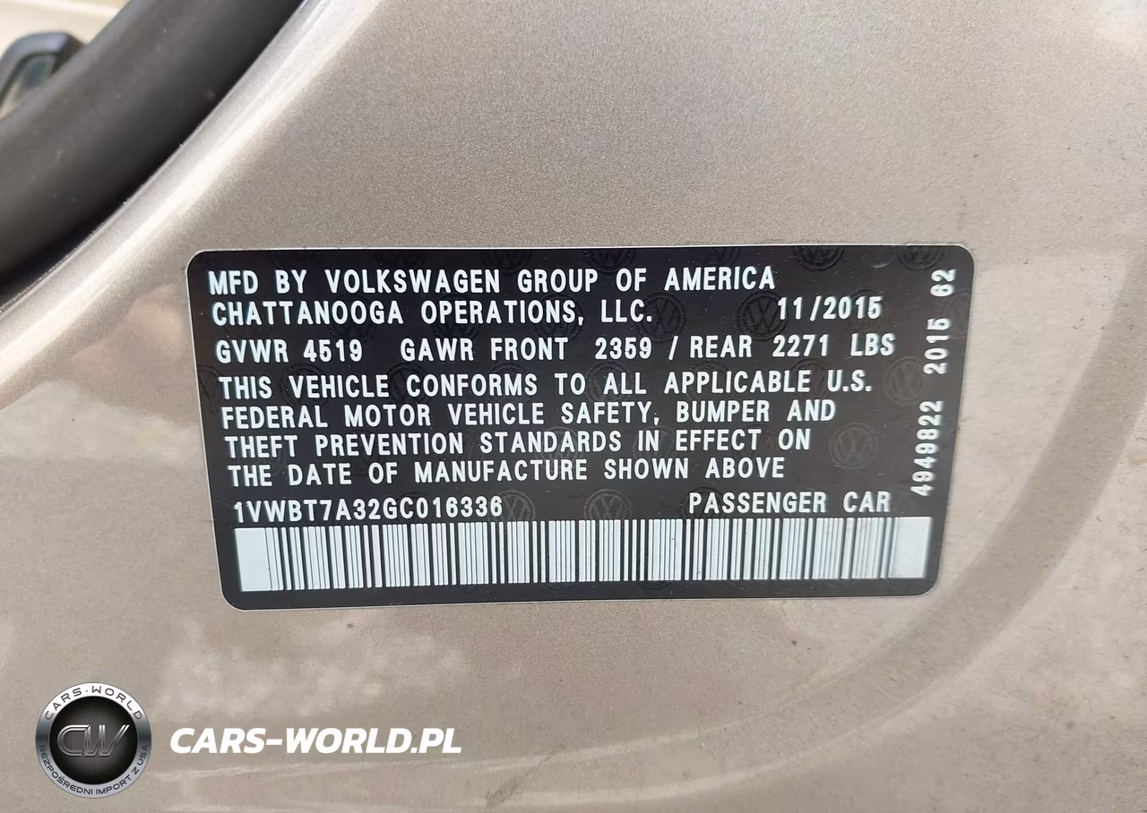 2016 Volkswagen Passat 1.8T Se VIN:1VWBT7A32GC016336 - 9