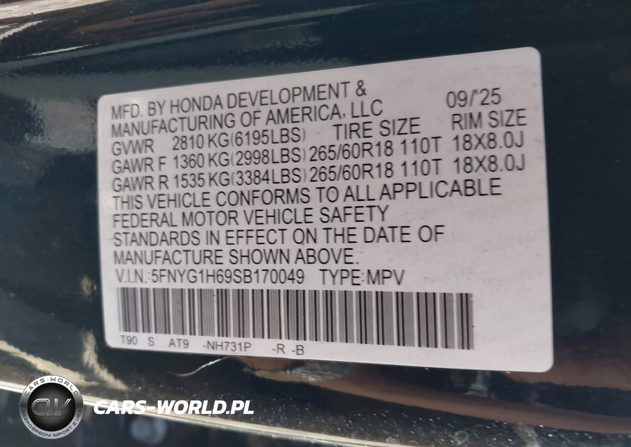 2025 Honda Pilot Trailsport VIN:5FNYG1H69SB170049 - 9