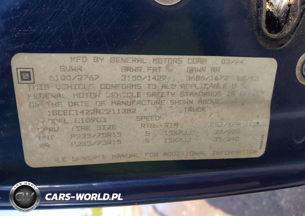 1994 Chevrolet Gmt-400 C1500 VIN:1GCEC14Z2RZ211382 - 9