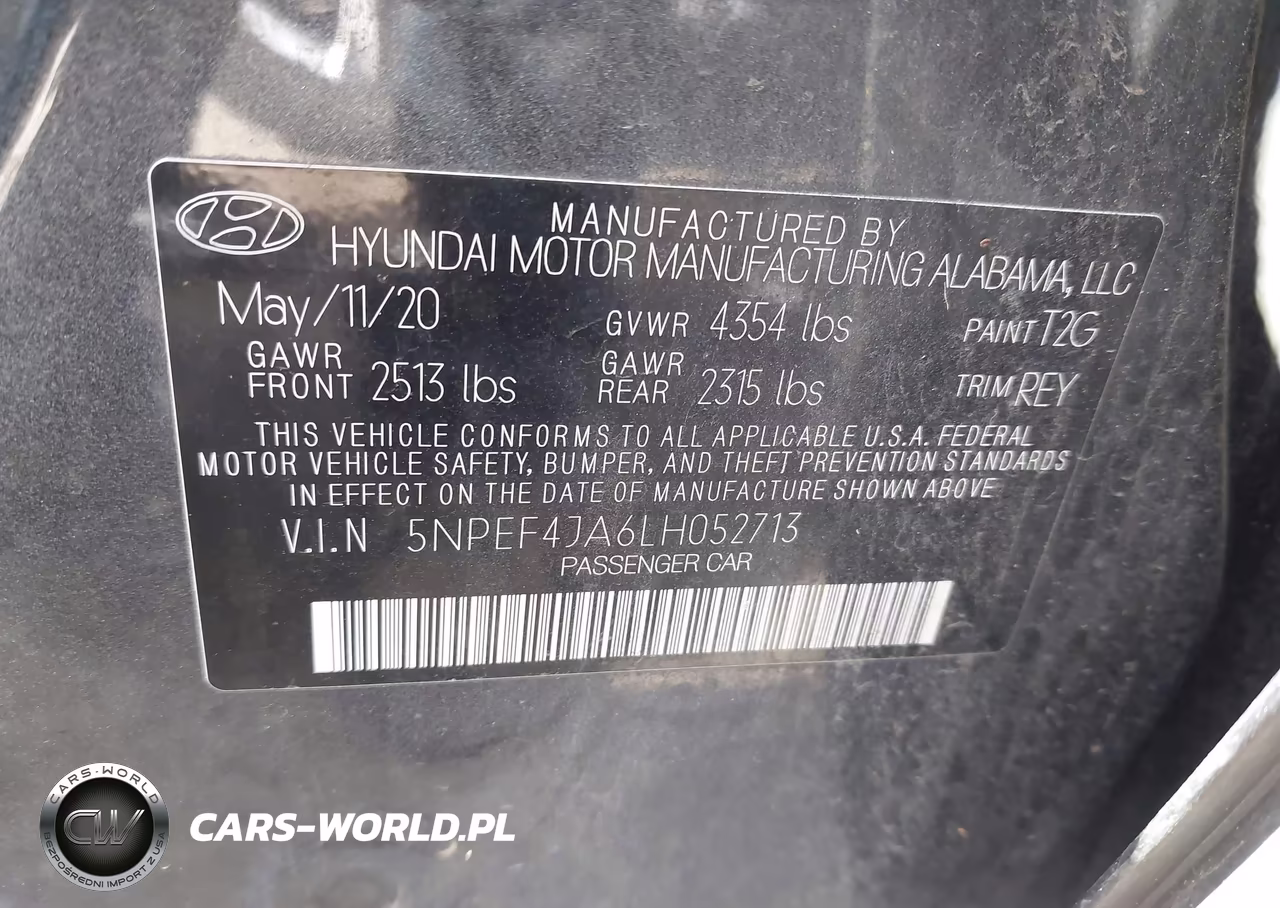 2020 Hyundai Sonata Sel VIN:5NPEF4JA6LH052713 - 9