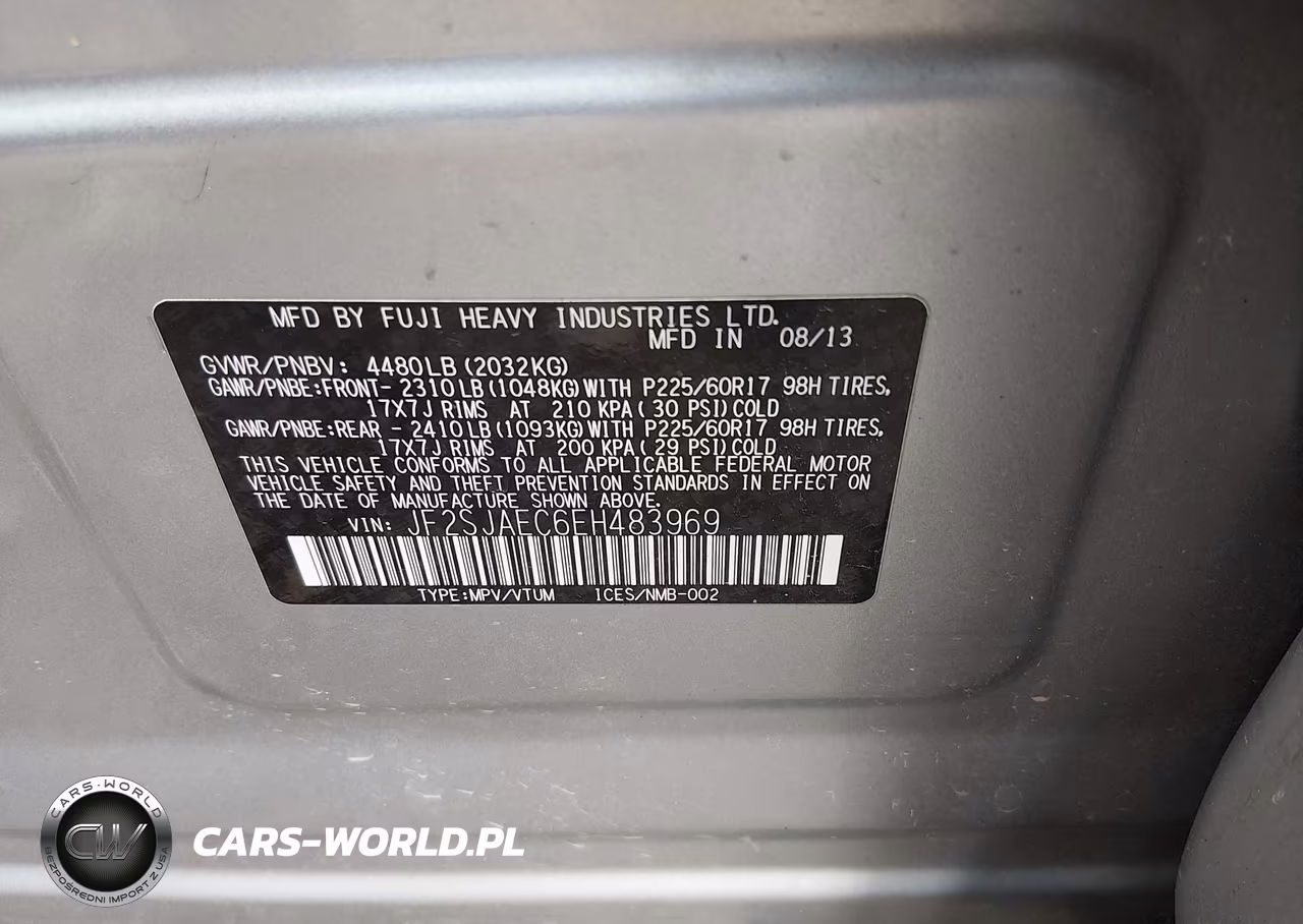 2014 Subaru Forester 2.5I Premium VIN:JF2SJAEC6EH483969 - 9