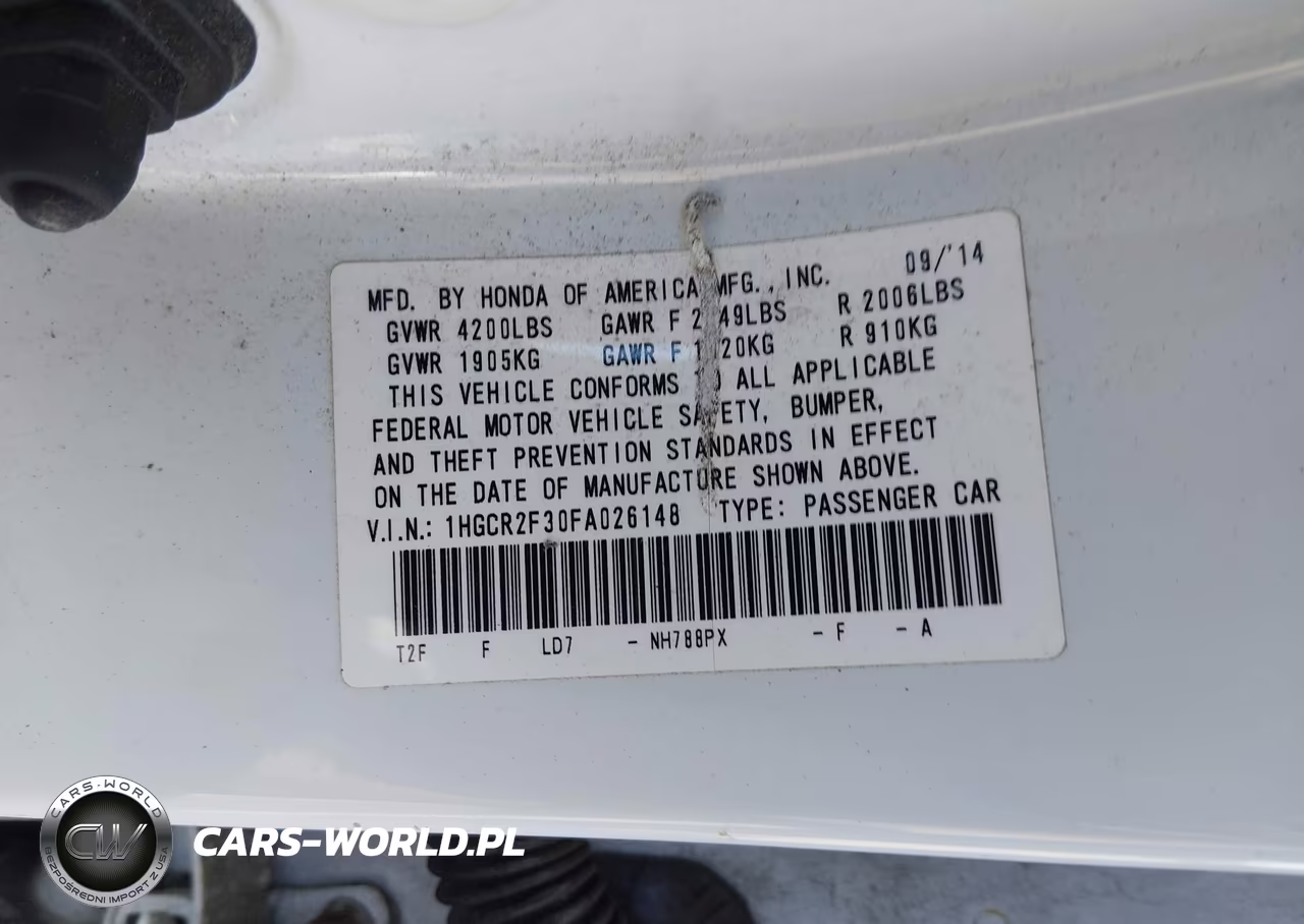 2015 Honda Accord Lx VIN:1HGCR2F30FA026148 - 9