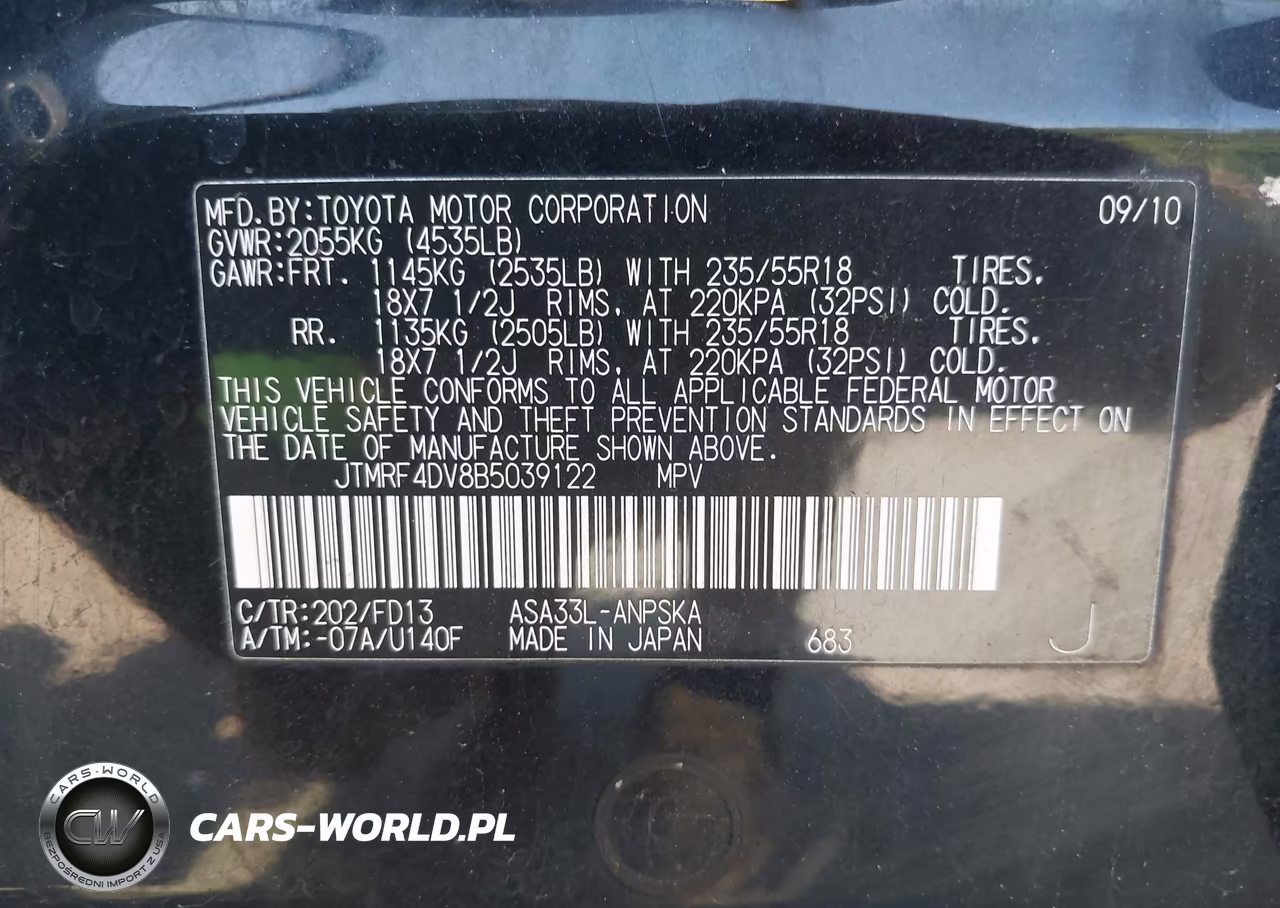 2011 Toyota Rav4 Sport VIN:JTMRF4DV8B5039122 - 9