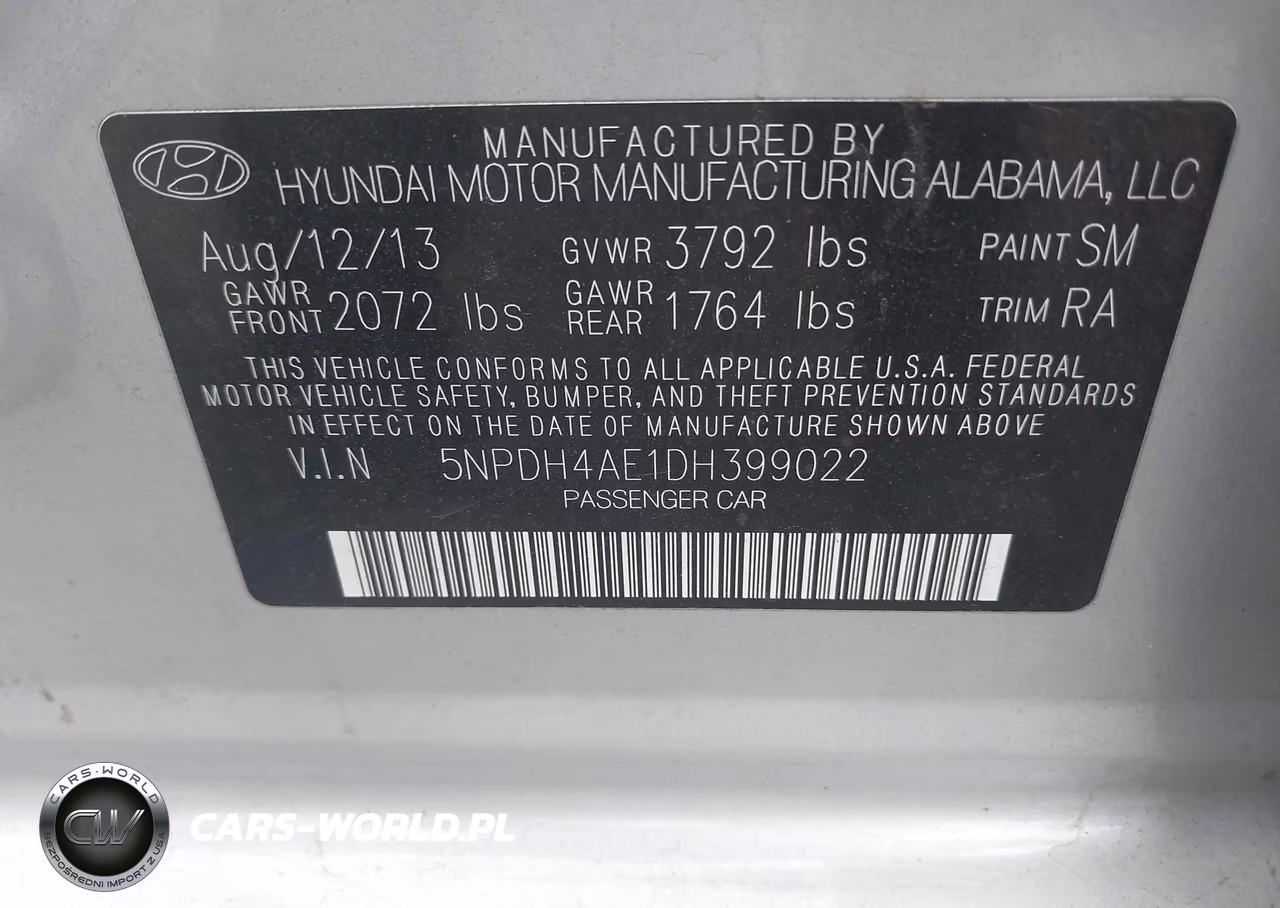 2013 Hyundai Elantra Gls VIN:5NPDH4AE1DH399022 - 9