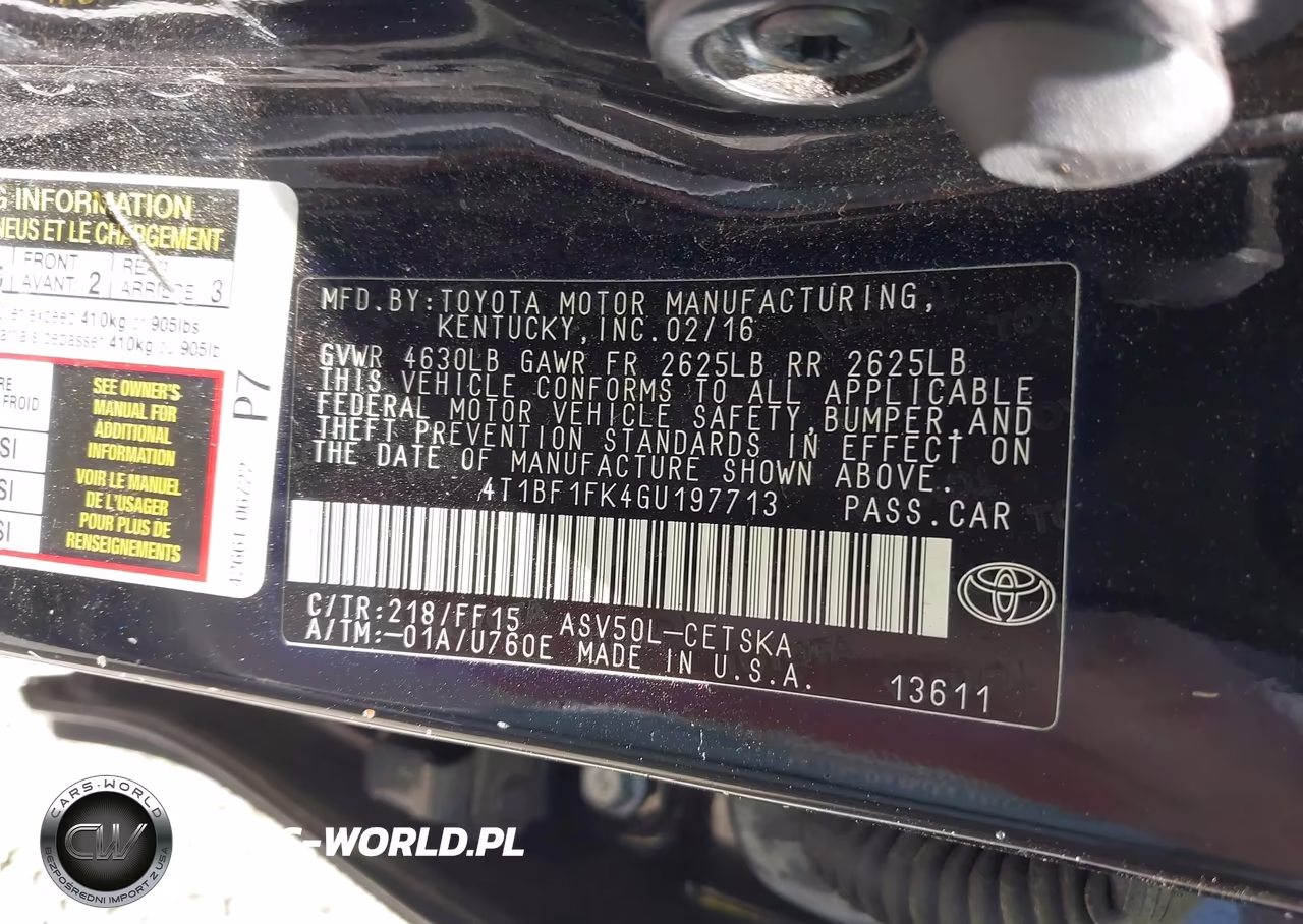 2016 Toyota Camry Se VIN:4T1BF1FK4GU197713 - 9