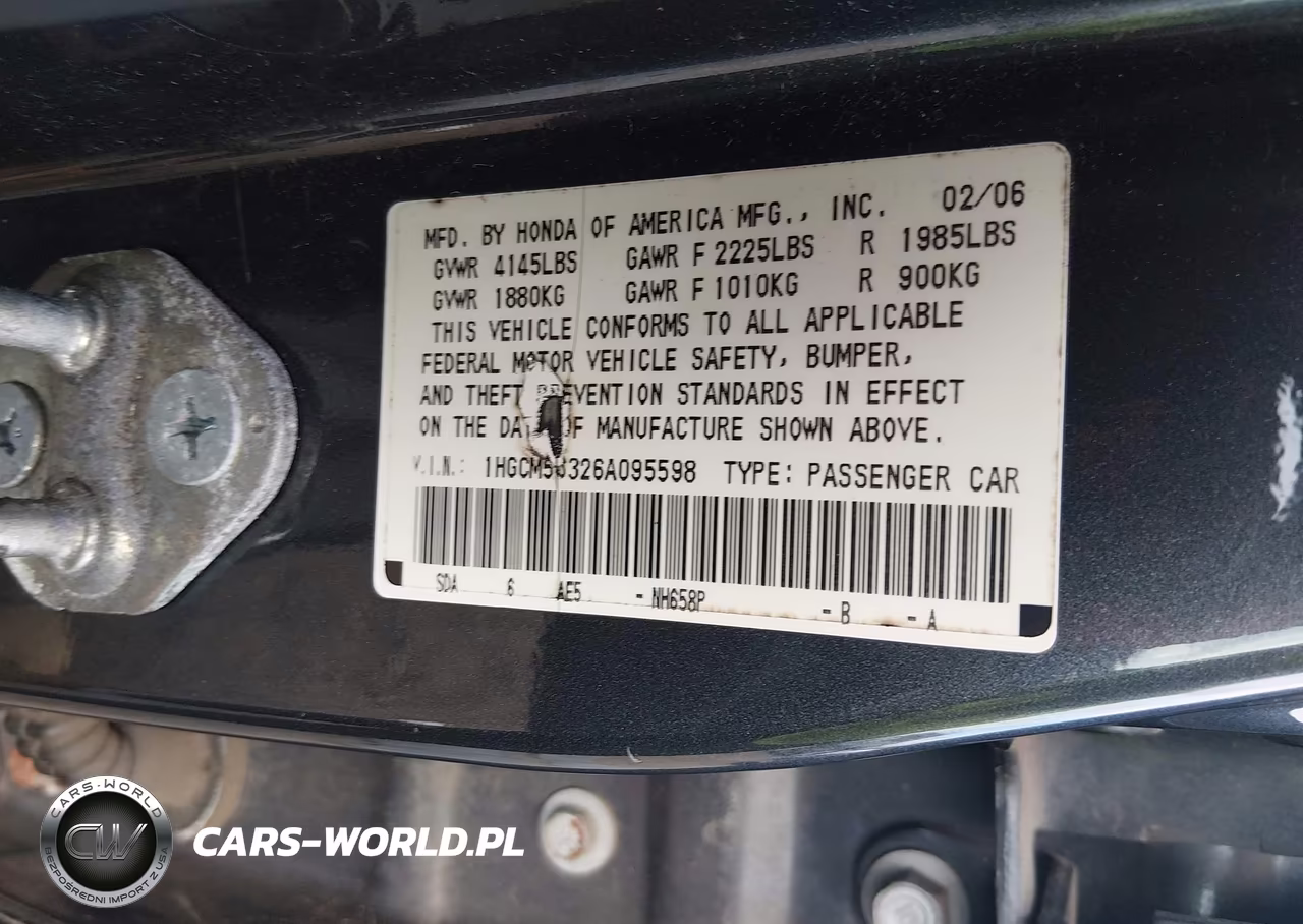 2006 Honda Accord 2.4 Se VIN:1HGCM56326A095598 - 9