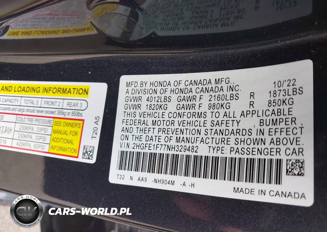 2022 Honda Civic Ex VIN:2HGFE1F77NH329482 - 9