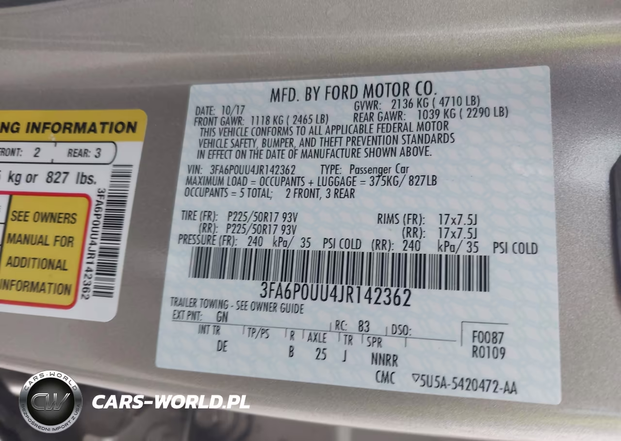 2018 Ford Fusion Hybrid S VIN:3FA6P0UU4JR142362 - 9