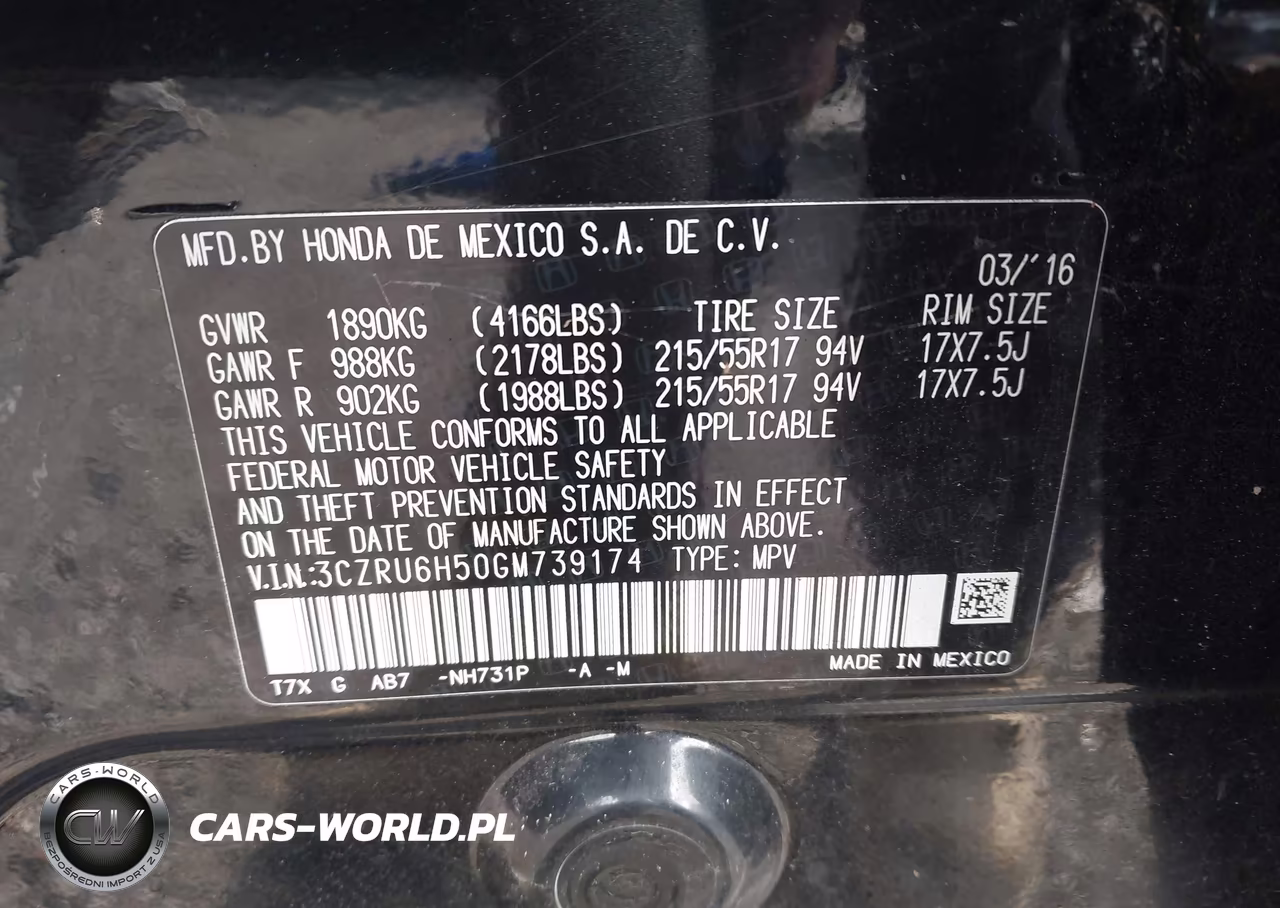 2016 Honda Hr-V Ex VIN:3CZRU6H50GM739174 - 9