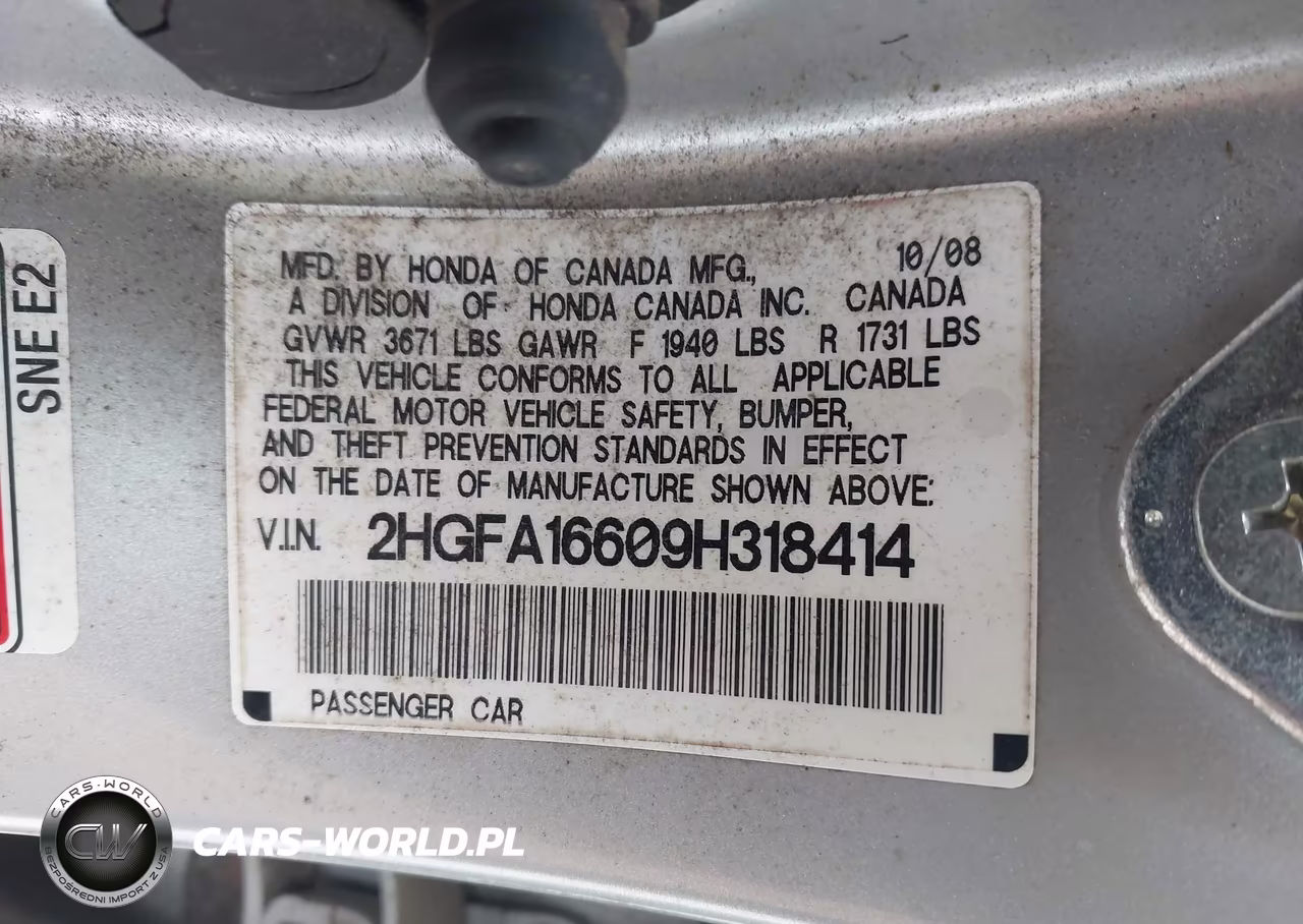 2009 Honda Civic Lx-S VIN:2HGFA16609H318414 - 9
