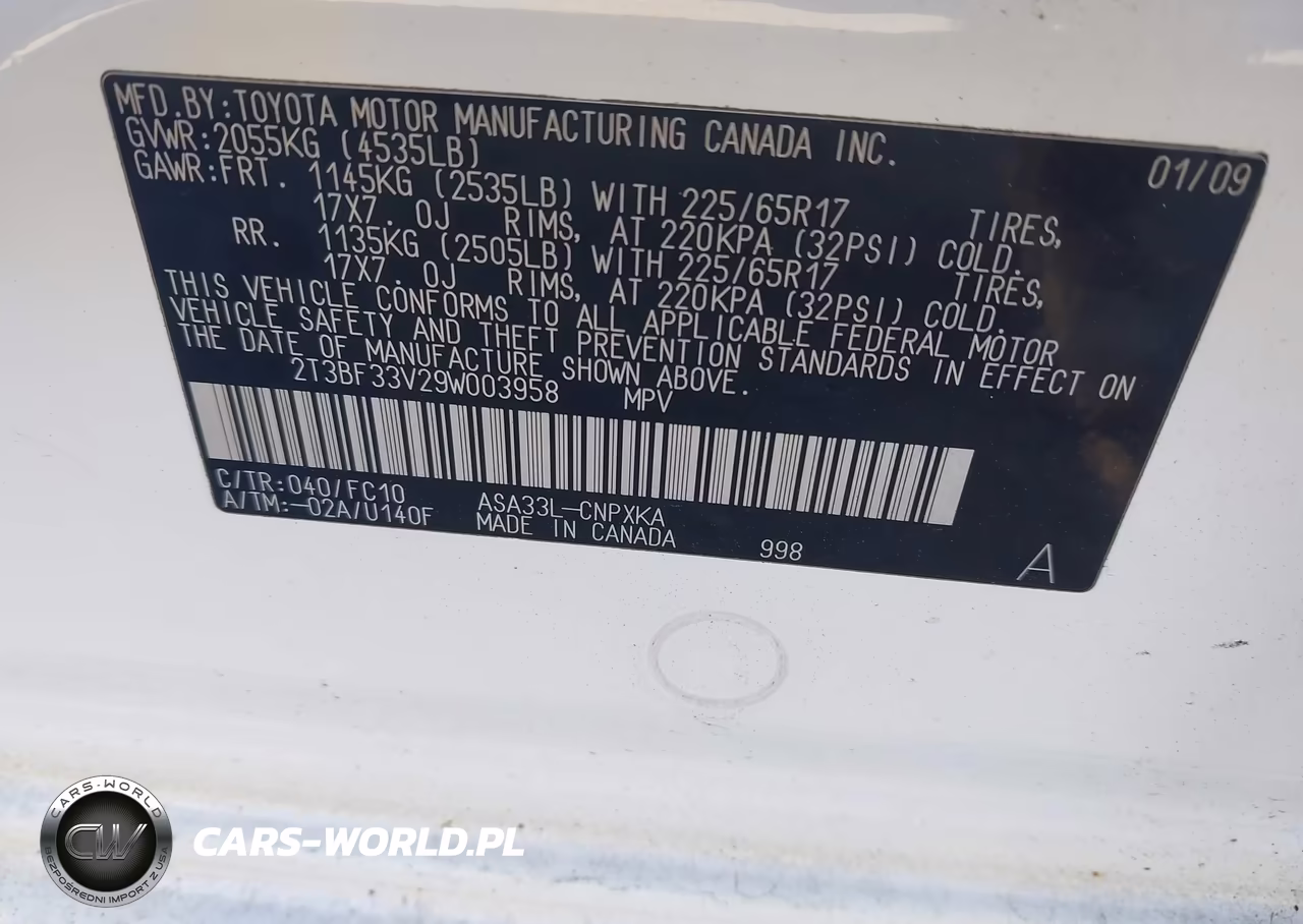2009 Toyota Rav4 VIN:2T3BF33V29W003958 - 9