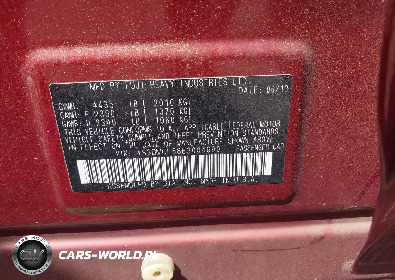 2014 Subaru Legacy 2.5I Limited VIN:4S3BMCL68E3004690 - 9