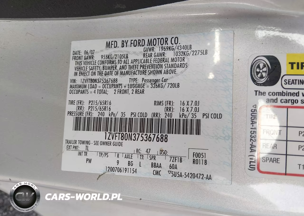 2007 Ford Mustang V6 Deluxe-V6 Premium VIN:1ZVFT80N375367688 - 9