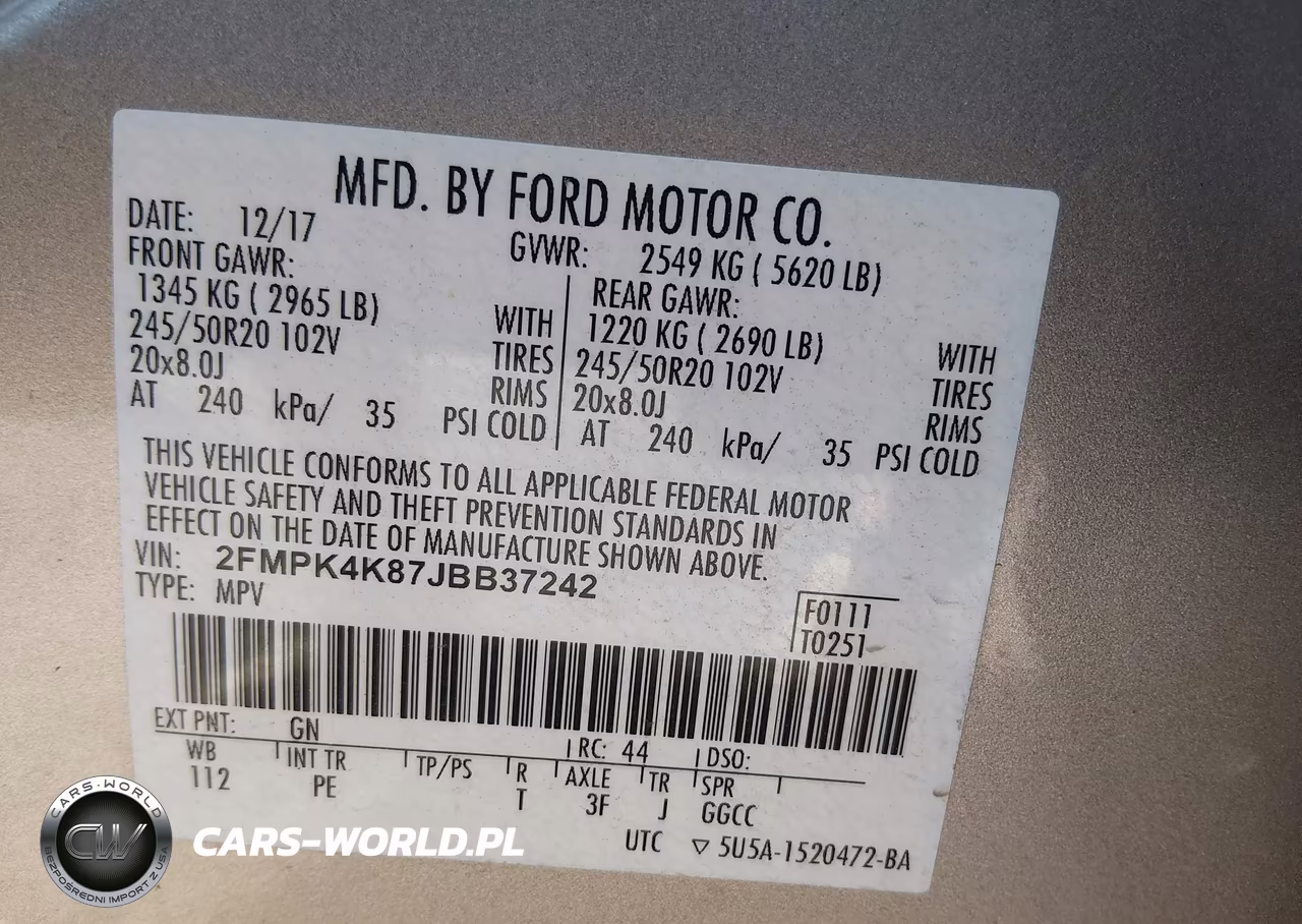 2018 Ford Edge Titanium VIN:2FMPK4K87JBB37242 - 9