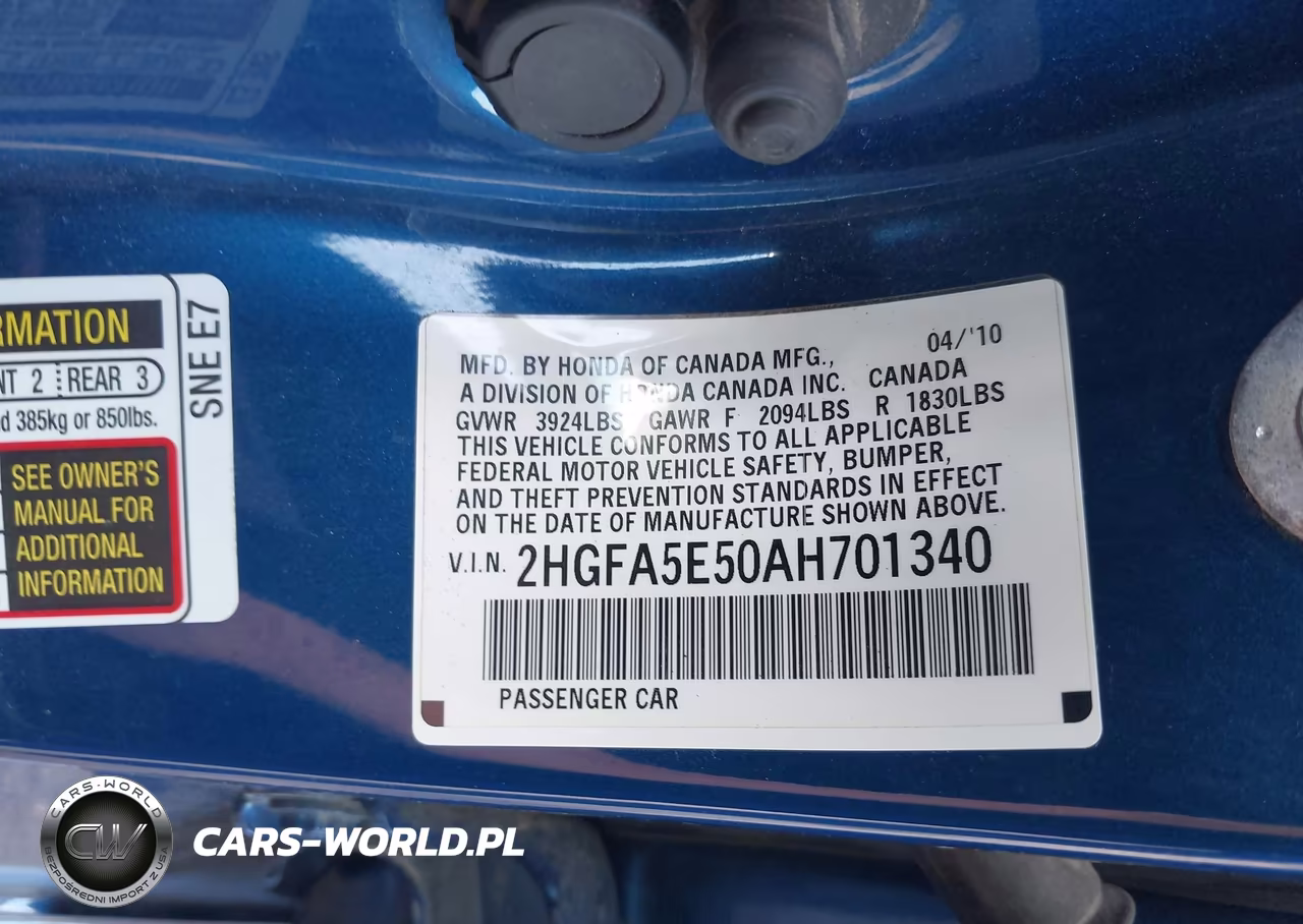 2010 Honda Civic Si VIN:2HGFA5E50AH701340 - 9