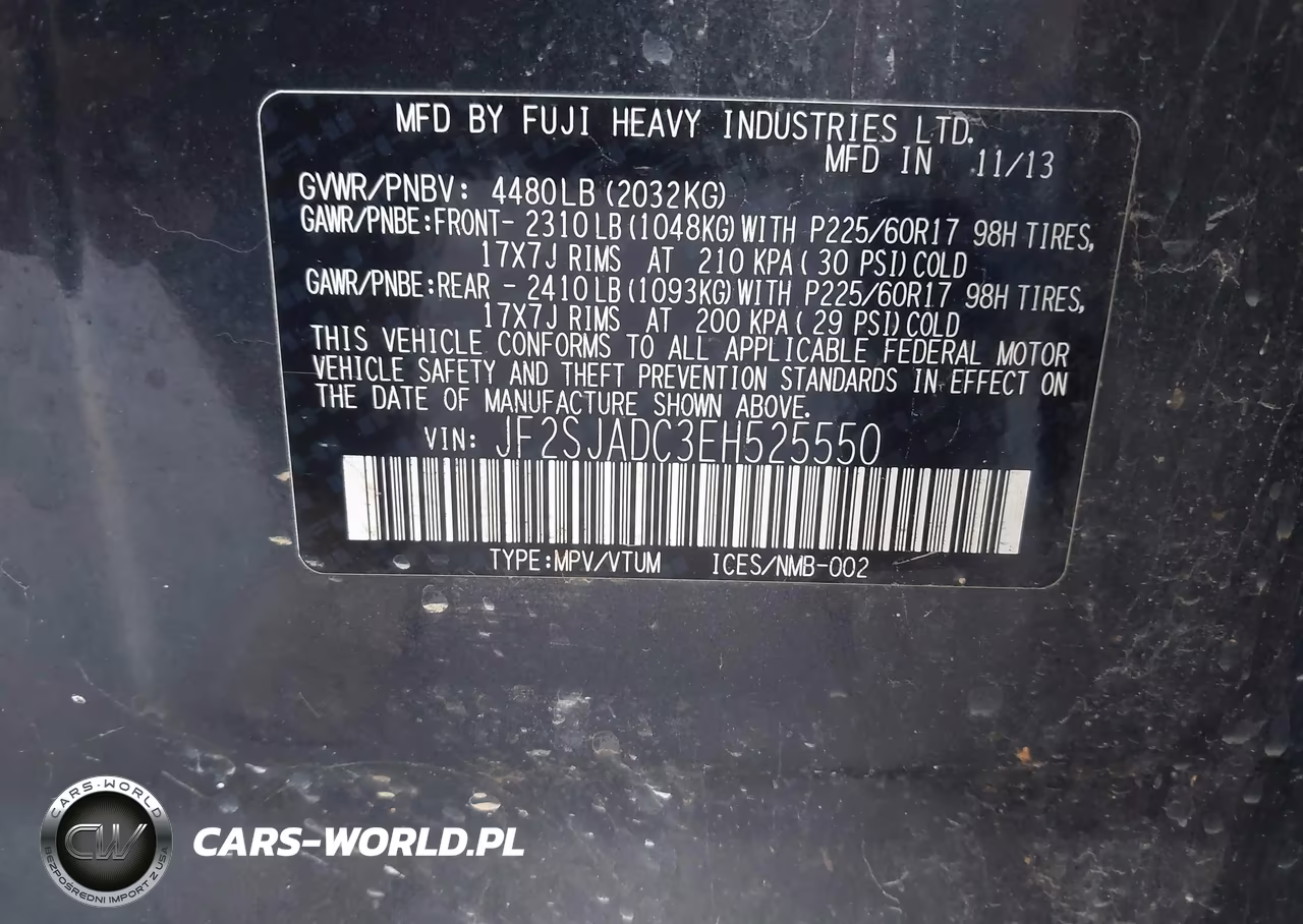 2014 Subaru Forester 2.5I Premium VIN:JF2SJADC3EH525550 - 9
