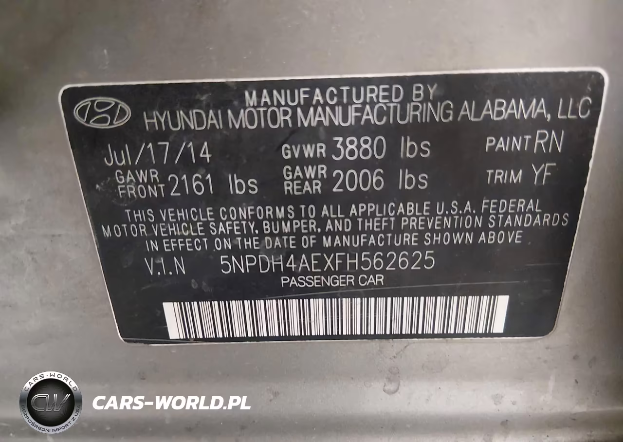 2015 Hyundai Elantra Se VIN:5NPDH4AEXFH562625 - 9
