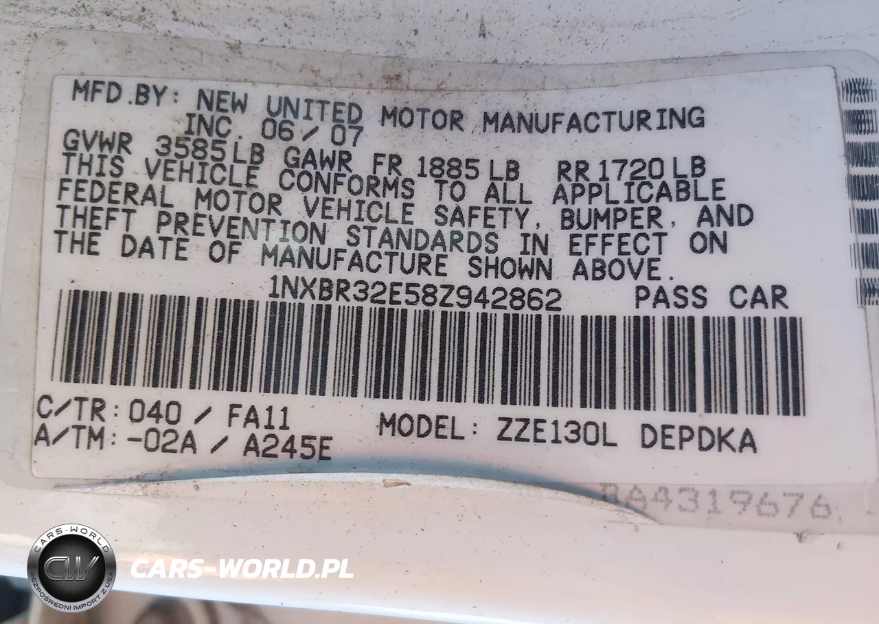 2008 Toyota Corolla Ce VIN:1NXBR32E58Z942862 - 9