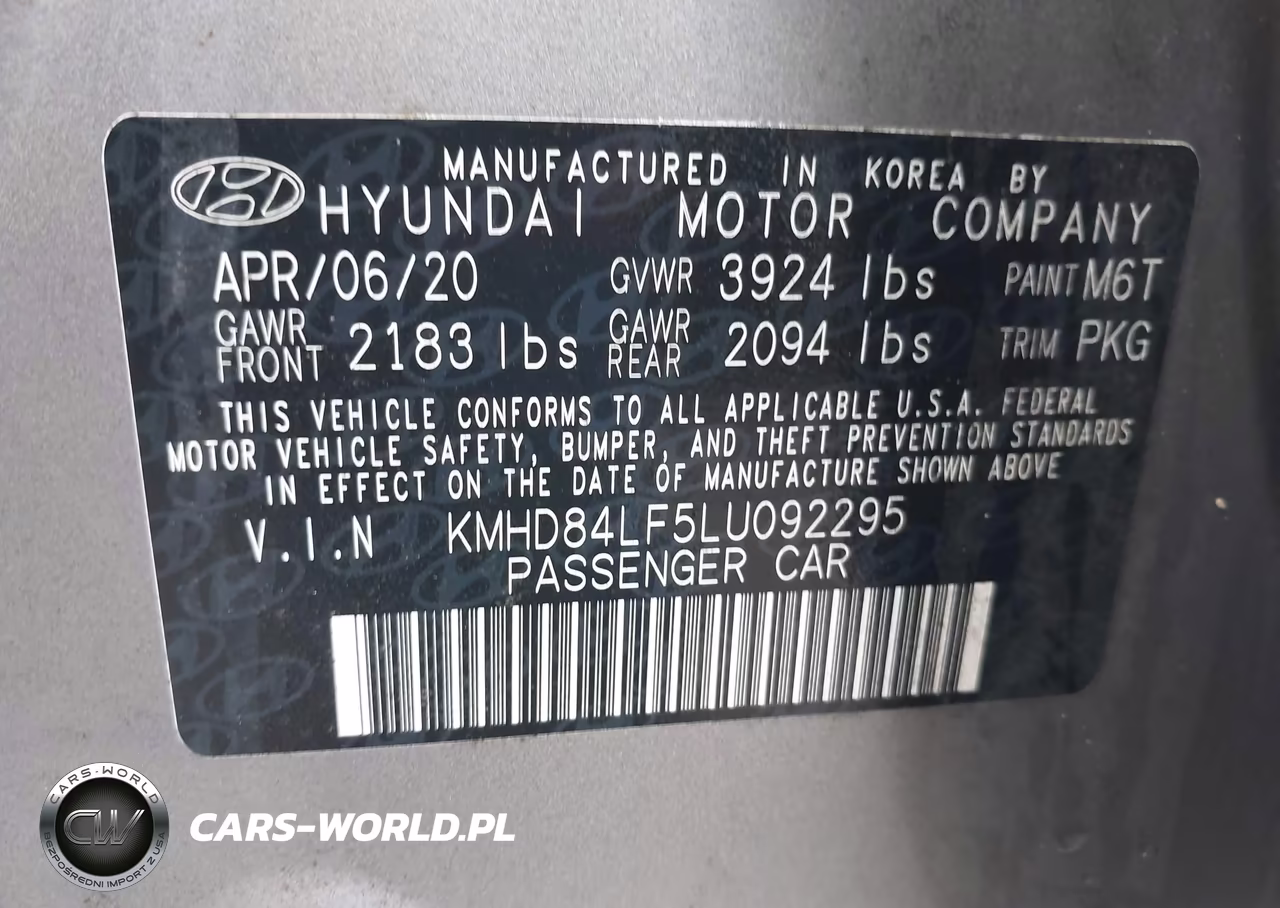 2020 Hyundai Elantra Sel VIN:KMHD84LF5LU092295 - 9