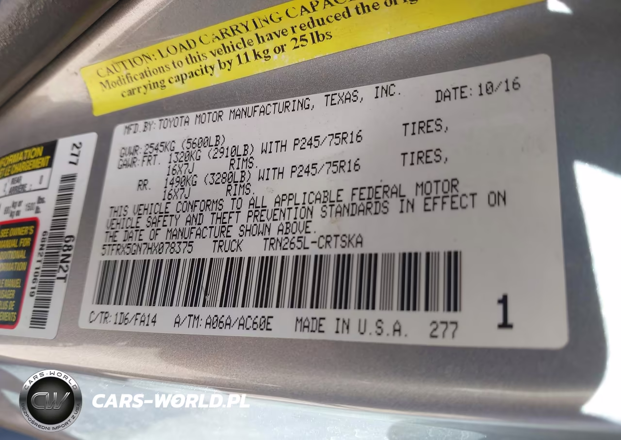 2017 Toyota Tacoma Sr VIN:5TFRX5GN7HX078375 - 9