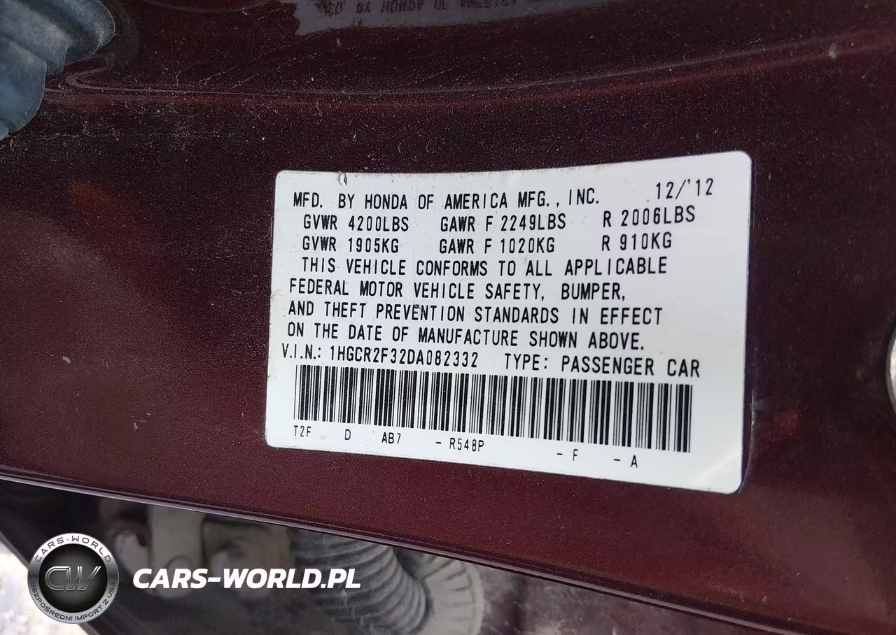 2013 Honda Accord Lx VIN:1HGCR2F32DA082332 - 9
