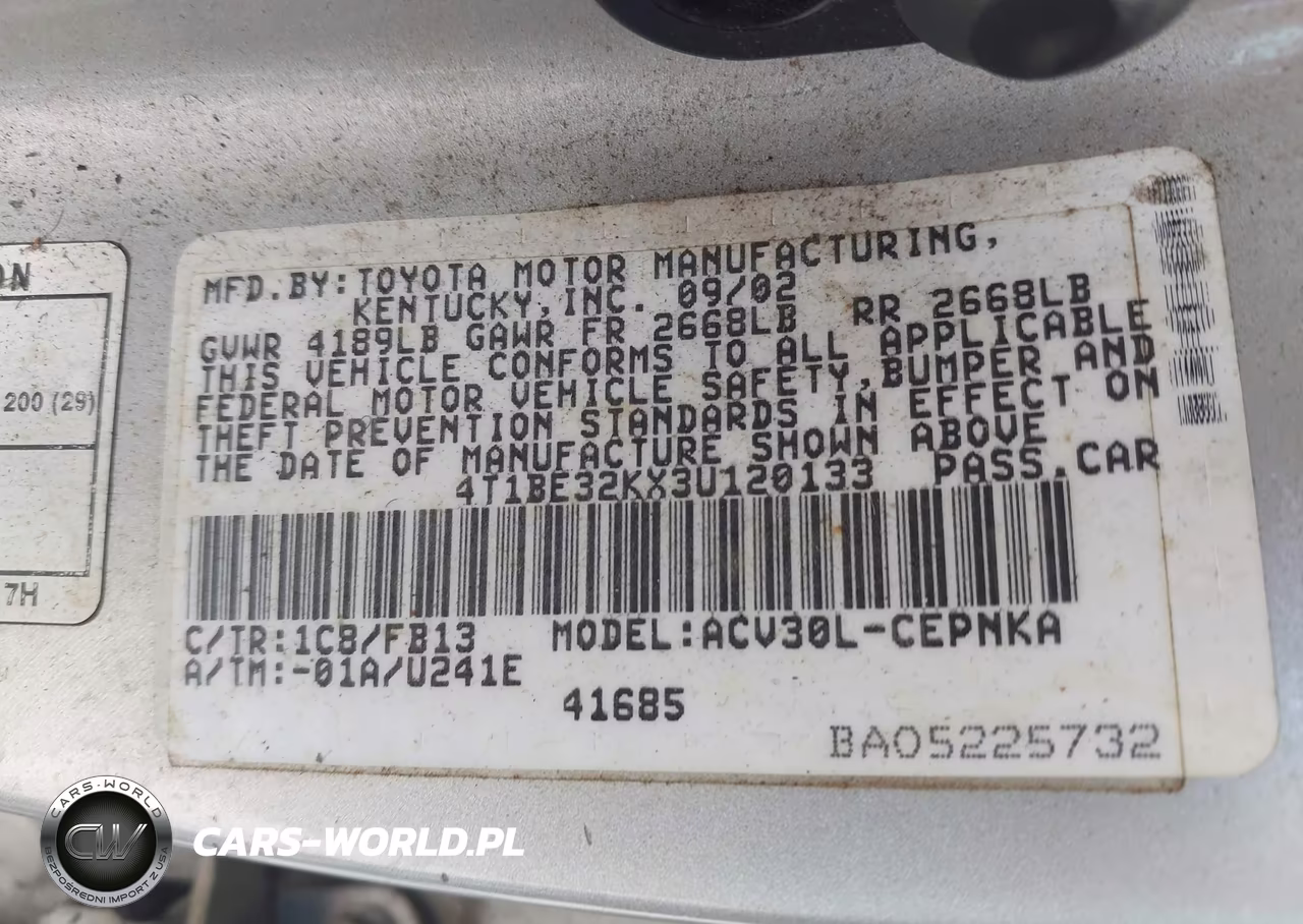 2003 Toyota Camry Le VIN:4T1BE32KX3U120133 - 9