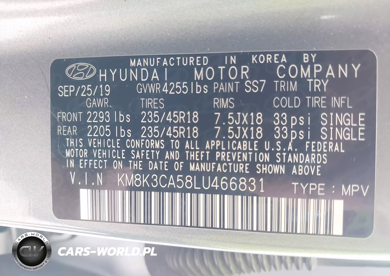 2020 Hyundai Kona Limited VIN:KM8K3CA58LU466831 - 9