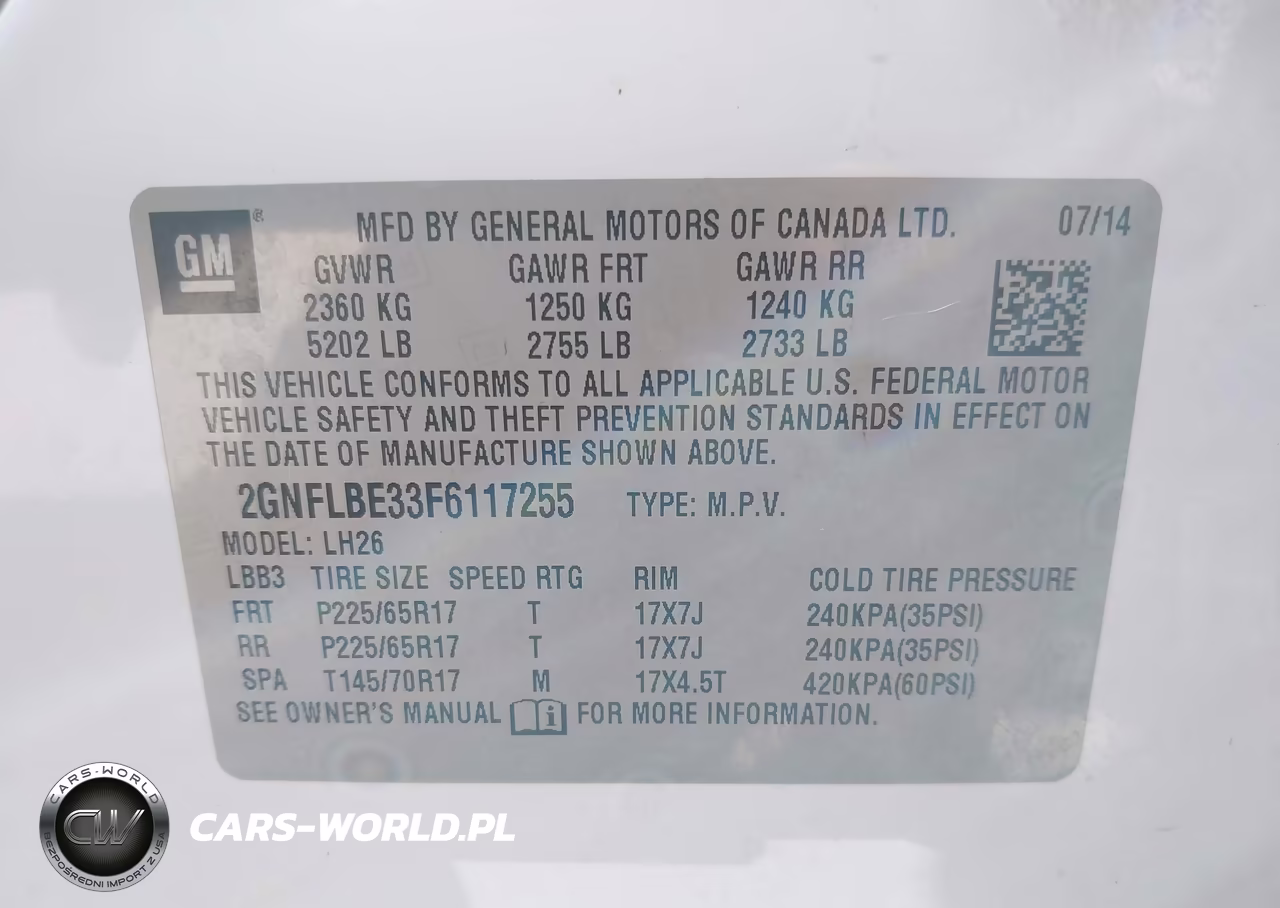 2015 Chevrolet Equinox 1Lt VIN:2GNFLBE33F6117255 - 9