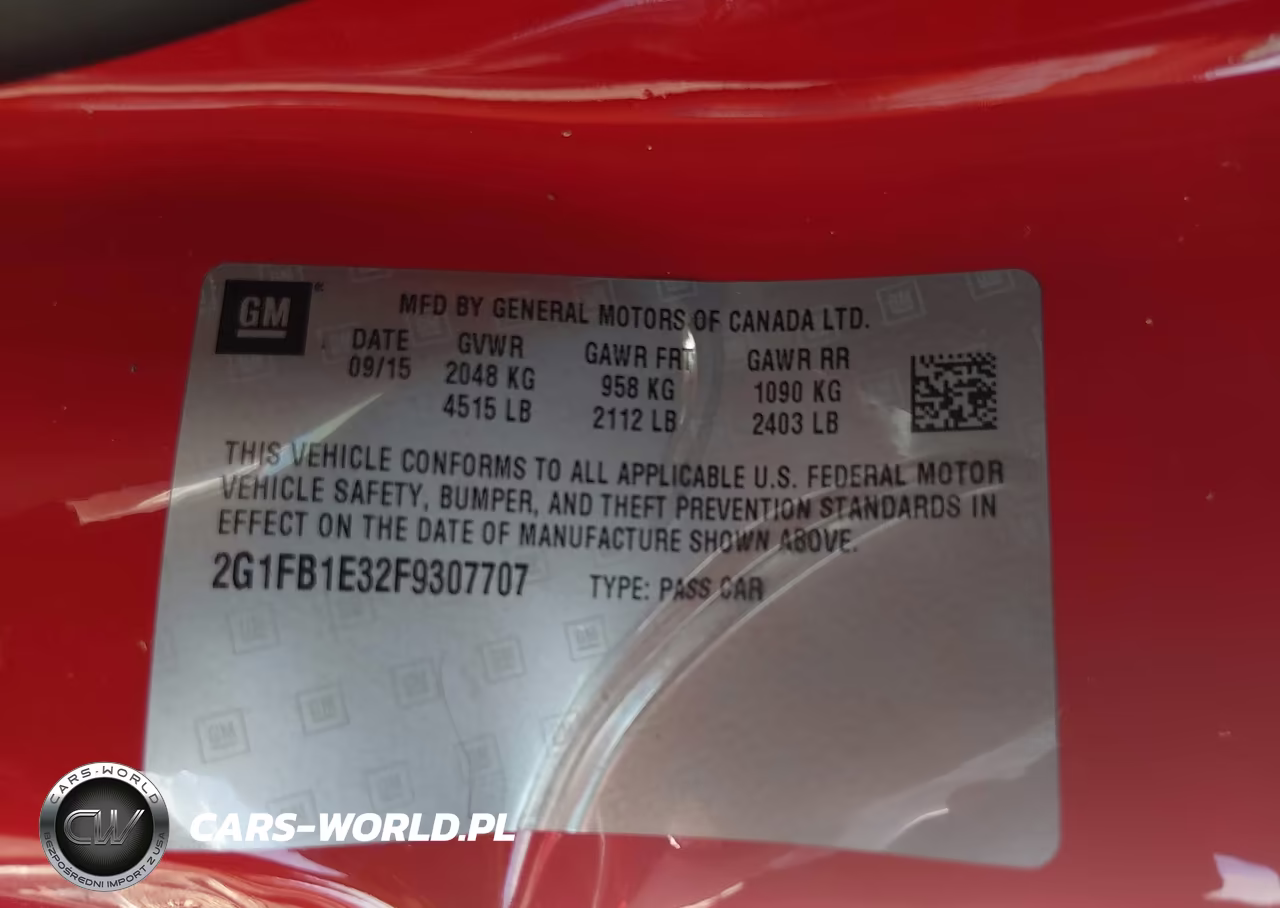 2015 Chevrolet Camaro 2Ls VIN:2G1FB1E32F9307707 - 9
