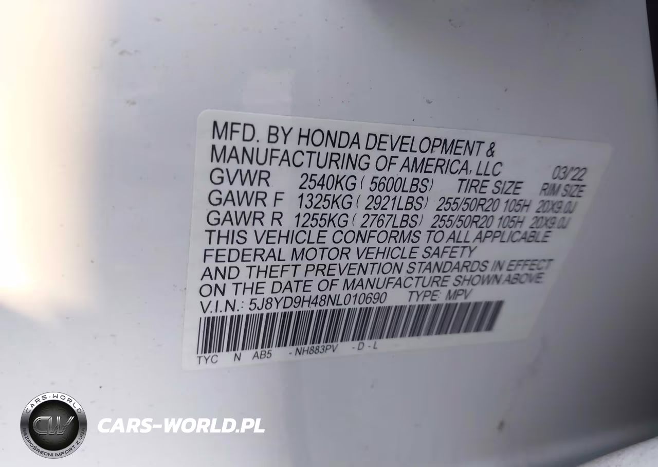 2022 Acura Mdx Technology Package VIN:5J8YD9H48NL010690 - 9