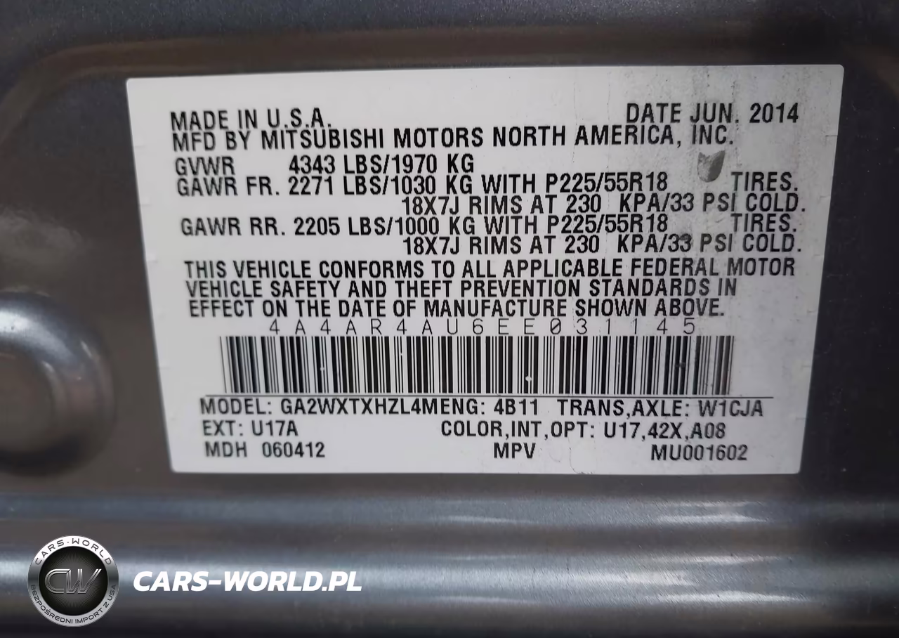2014 Mitsubishi Outlander Sport Se VIN:4A4AR4AU6EE031145 - 9