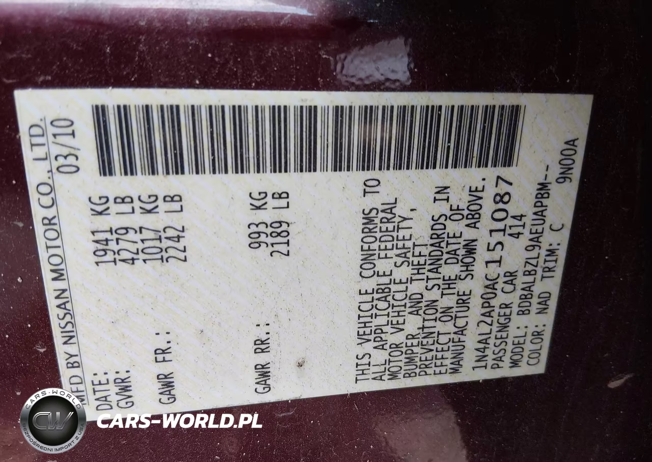 2010 Nissan Altima 2.5 S VIN:1N4AL2AP0AC151087 - 9