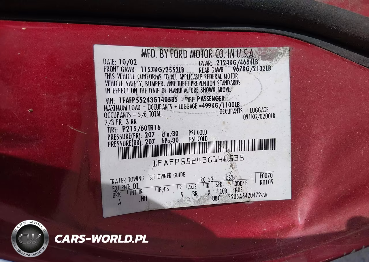 2003 Ford Taurus Ses VIN:1FAFP55243G140535 - 9