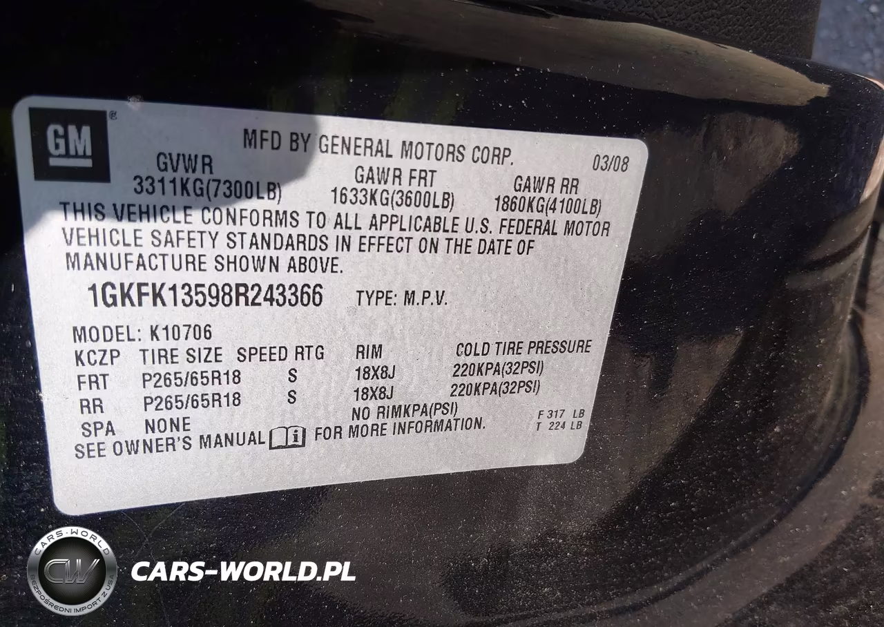 2008 GMC Yukon Hybrid VIN:1GKFK13598R243366 - 9