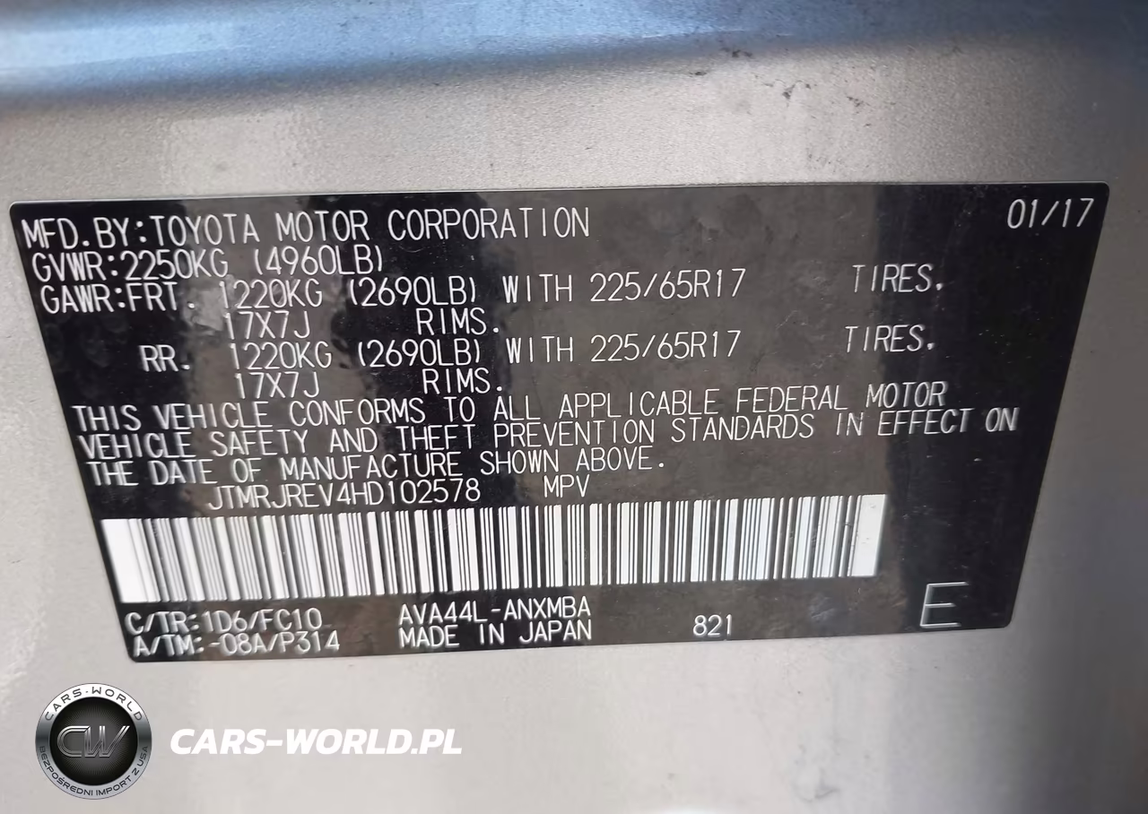 2017 Toyota Rav4 Hybrid Xle VIN:JTMRJREV4HD102578 - 9