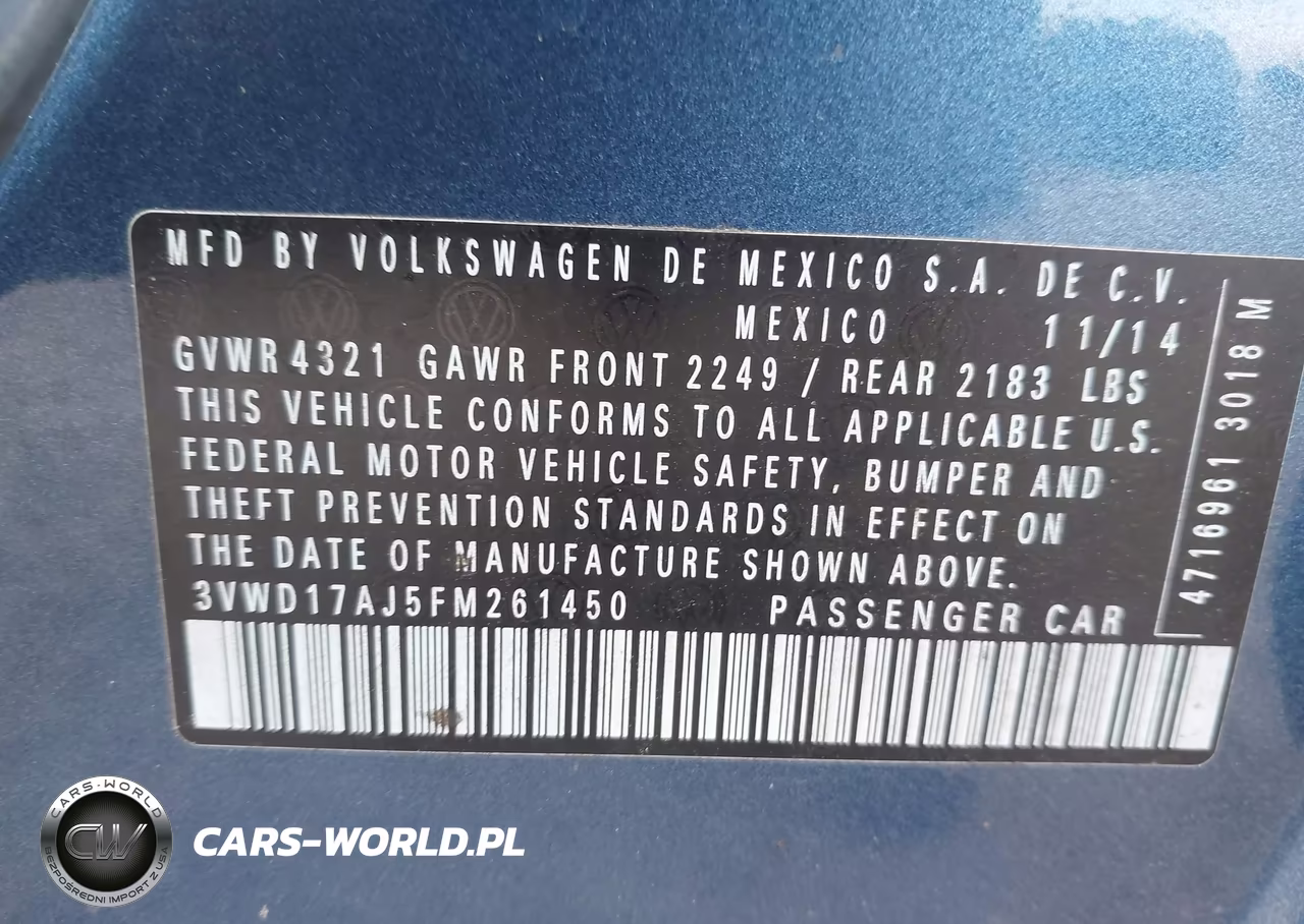 2015 Volkswagen Jetta 1.8T Se VIN:3VWD17AJ5FM261450 - 9