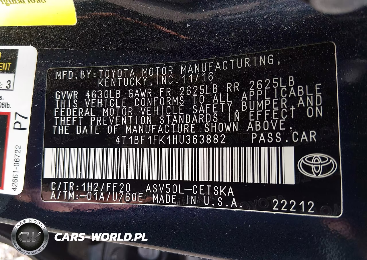2017 Toyota Camry Se VIN:4T1BF1FK1HU363882 - 9