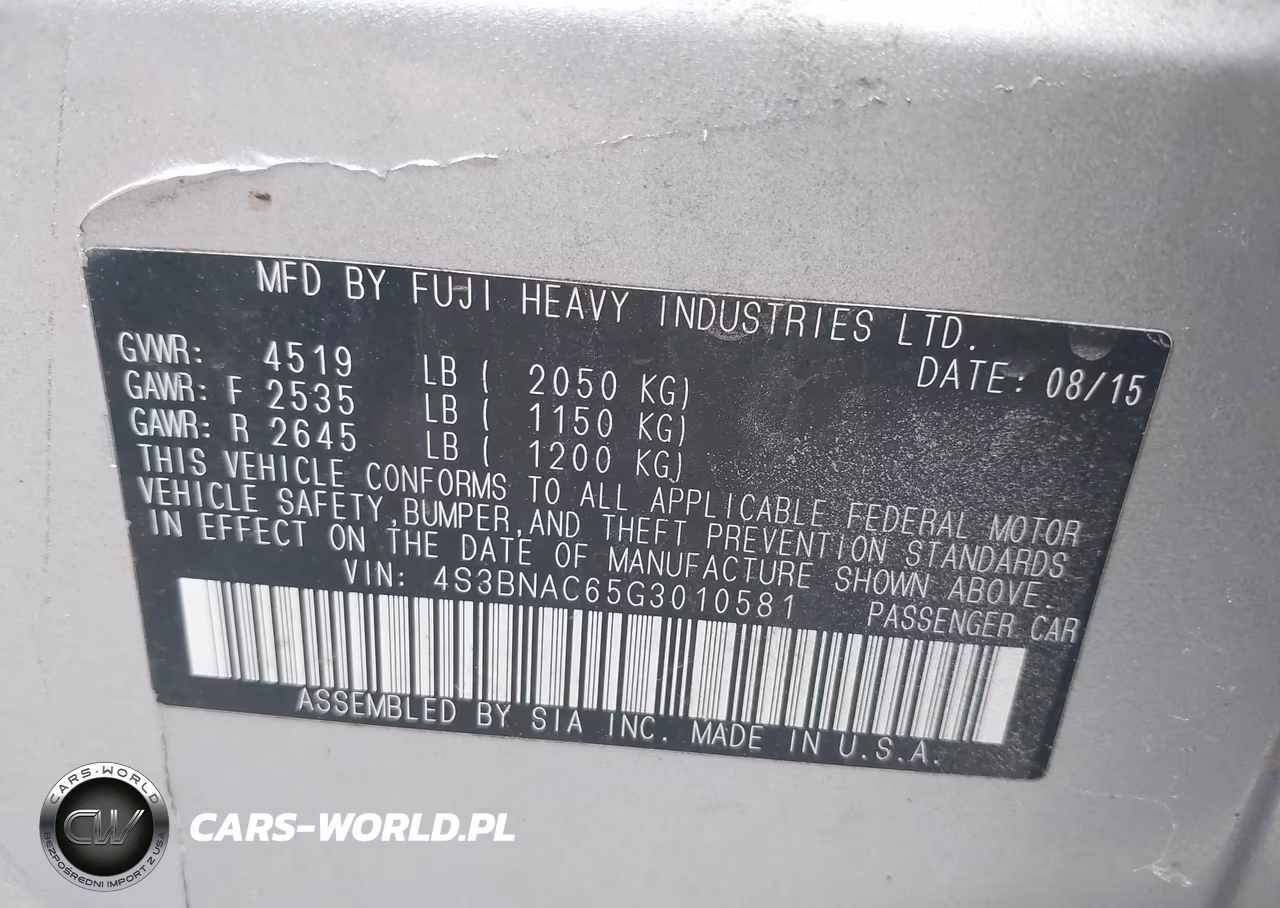 2016 Subaru Legacy 2.5I Premium VIN:4S3BNAC65G3010581 - 9