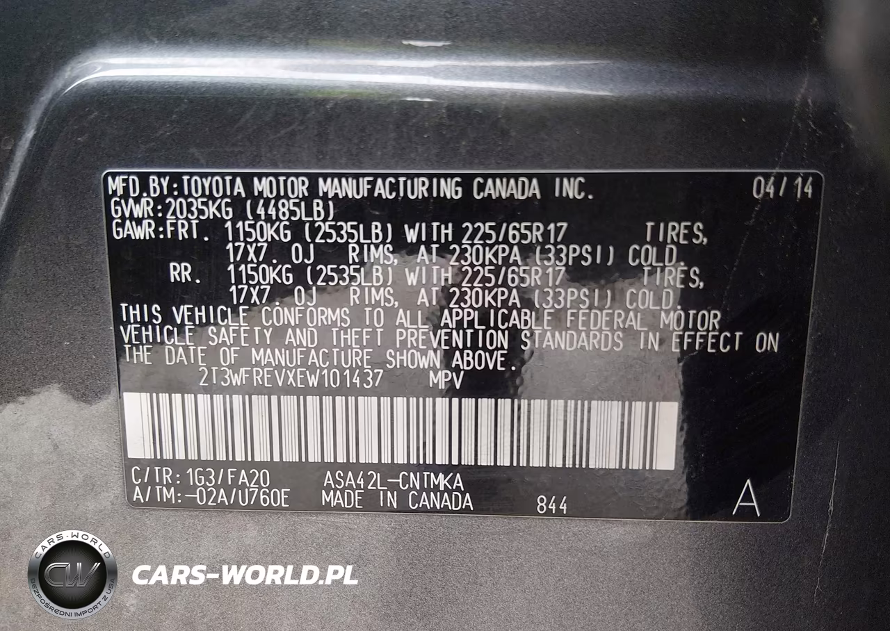 2014 Toyota Rav4 Xle VIN:2T3WFREVXEW101437 - 9