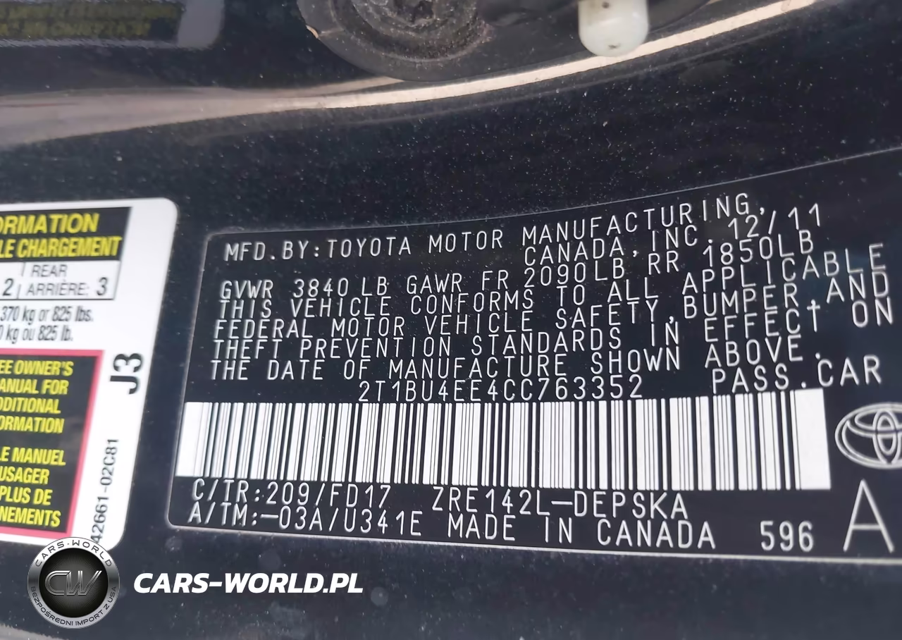 2012 Toyota Corolla S VIN:2T1BU4EE4CC763352 - 9