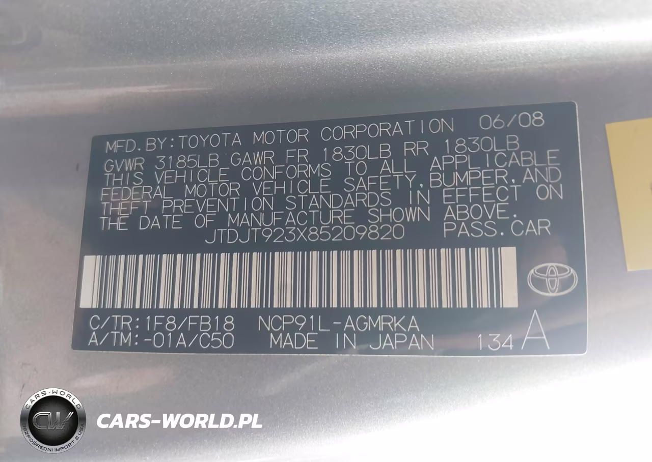 2008 Toyota Yaris VIN:JTDJT923X85209820 - 9