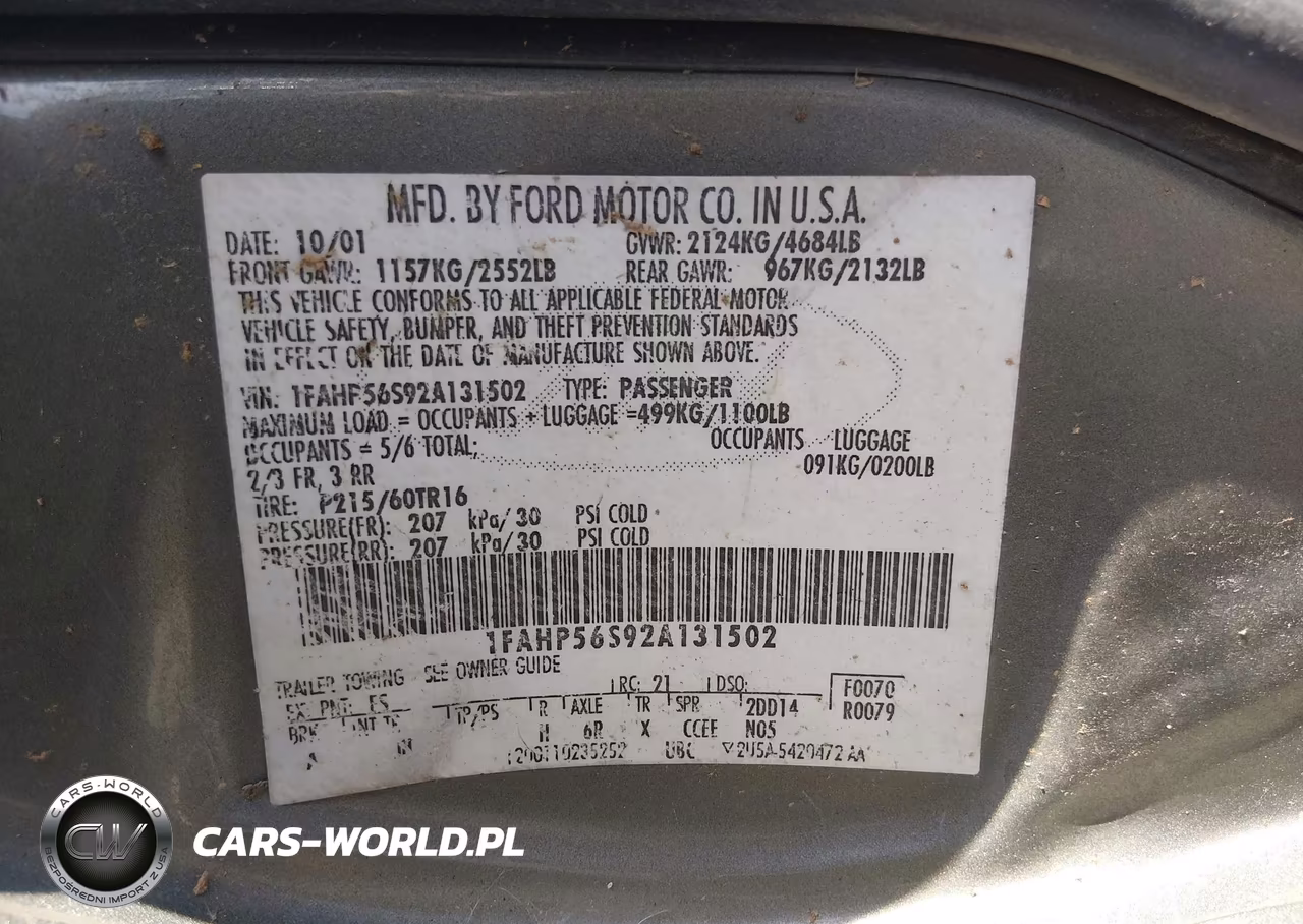 2002 Ford Taurus Sel VIN:1FAHP56S92A131502 - 9