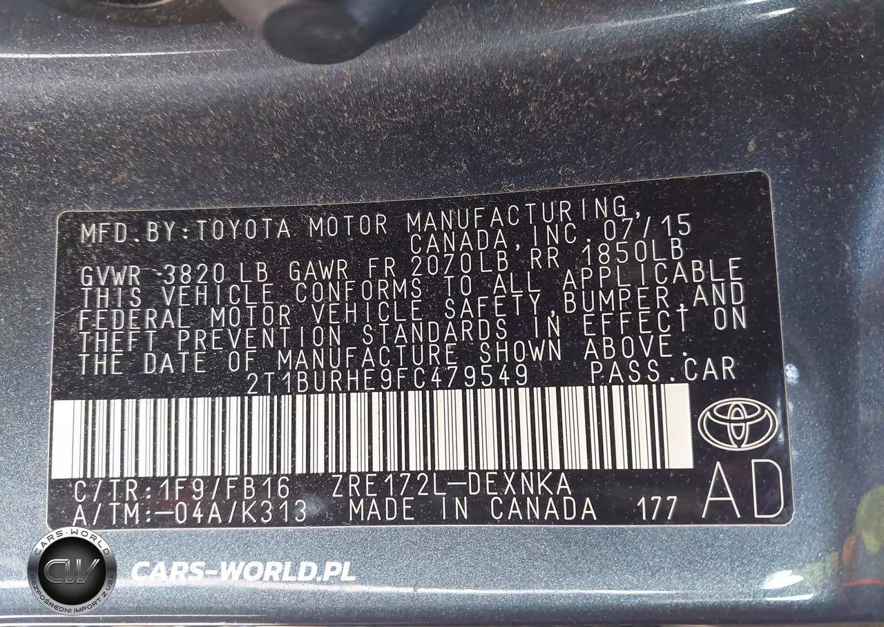 2015 Toyota Corolla Le VIN:2T1BURHE9FC479549 - 9