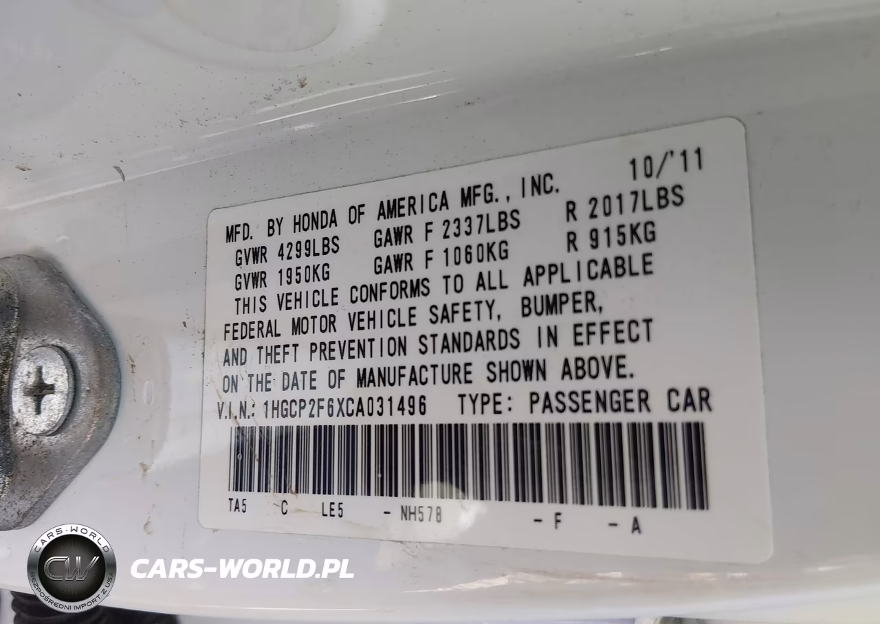 2012 Honda Accord 2.4 Se VIN:1HGCP2F6XCA031496 - 9