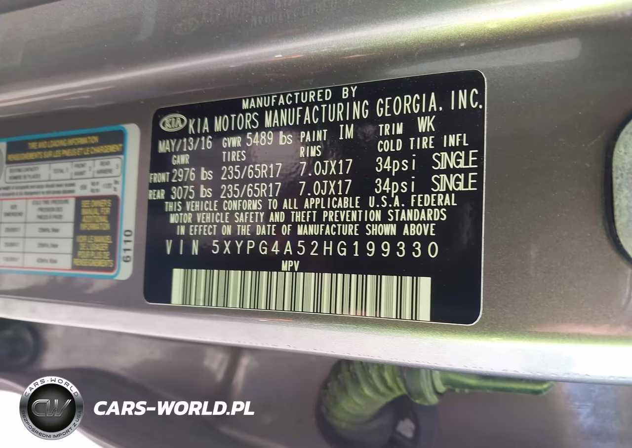 2017 Kia Sorento 3.3L Lx VIN:5XYPG4A52HG199330 - 9